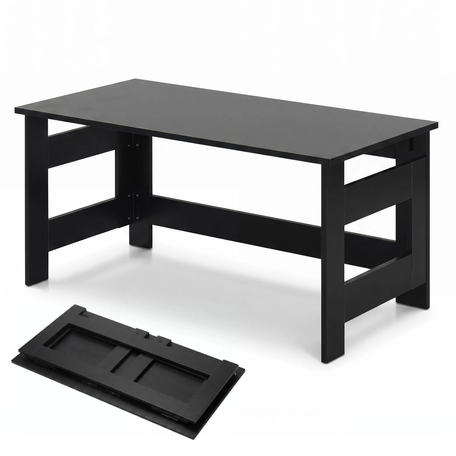 LJG Portable Low Floor Table with Foldable Legs for Living Room