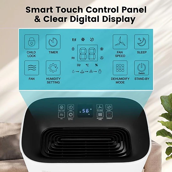 SUGIFT White 4500-Sq-Ft 73-Pint Dehumidifier with 5 Modes and 3-Color Indicator 13.5-in W 9.5-in D 22.5-in H