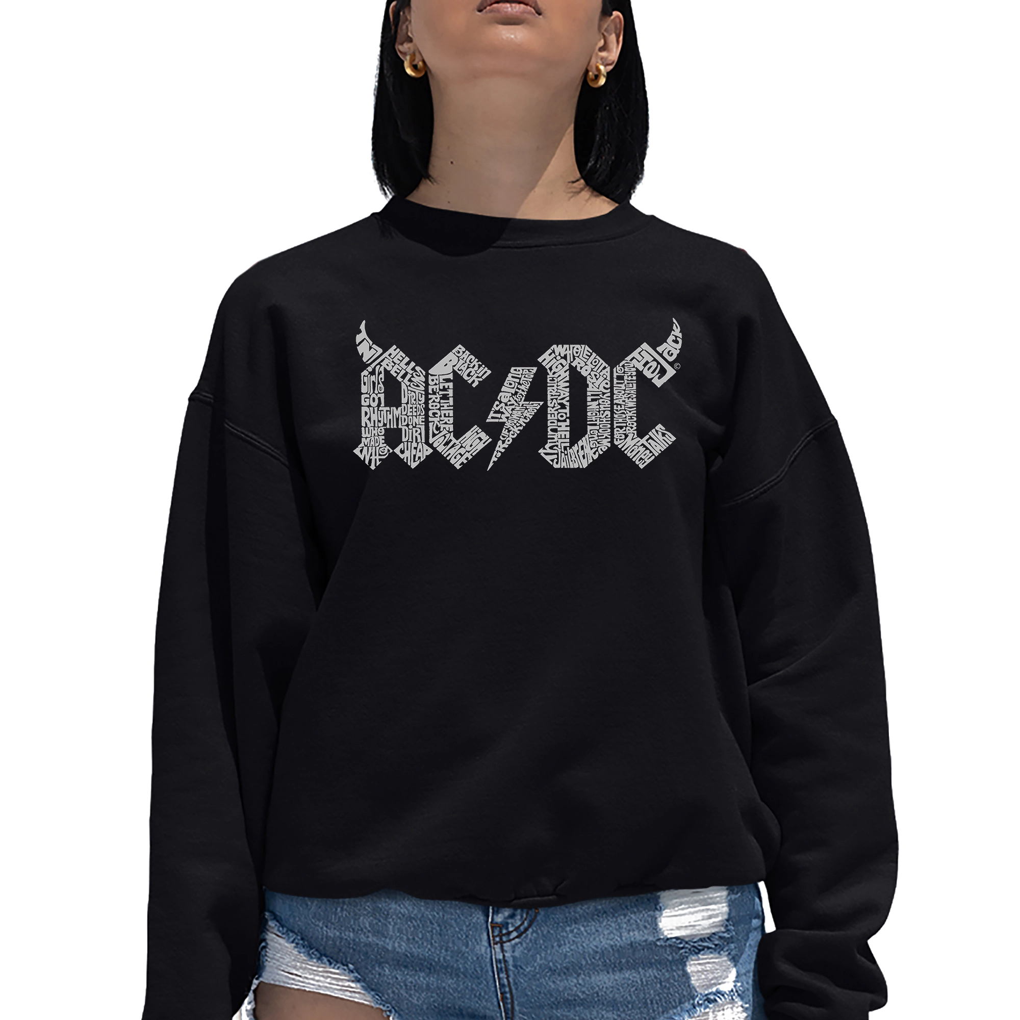 LA Pop Art Acdc - Women's Word Crewneck Sweatshirt