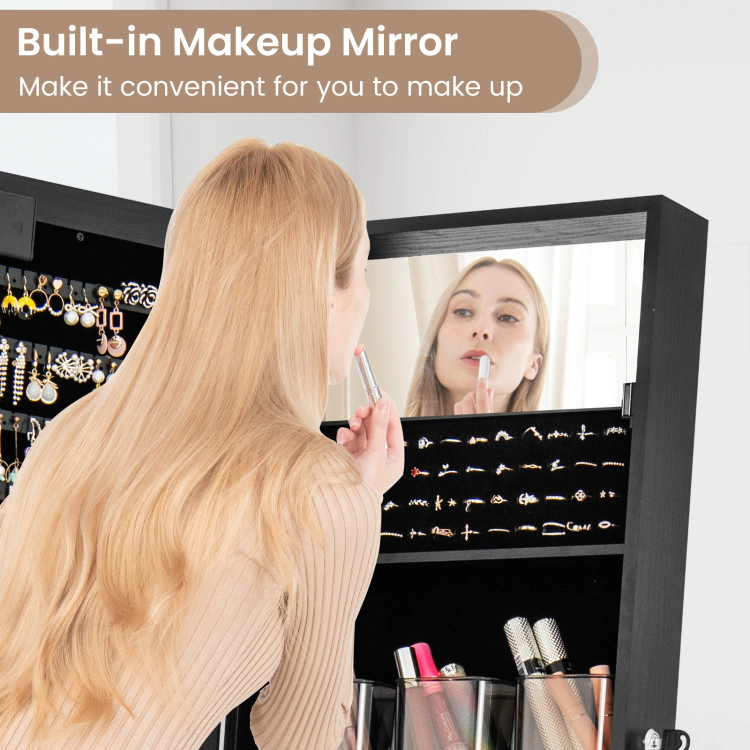 Hivvago Mirror Jewelry Cabinet with 20 Warm Lights and 4 Tilt Angles