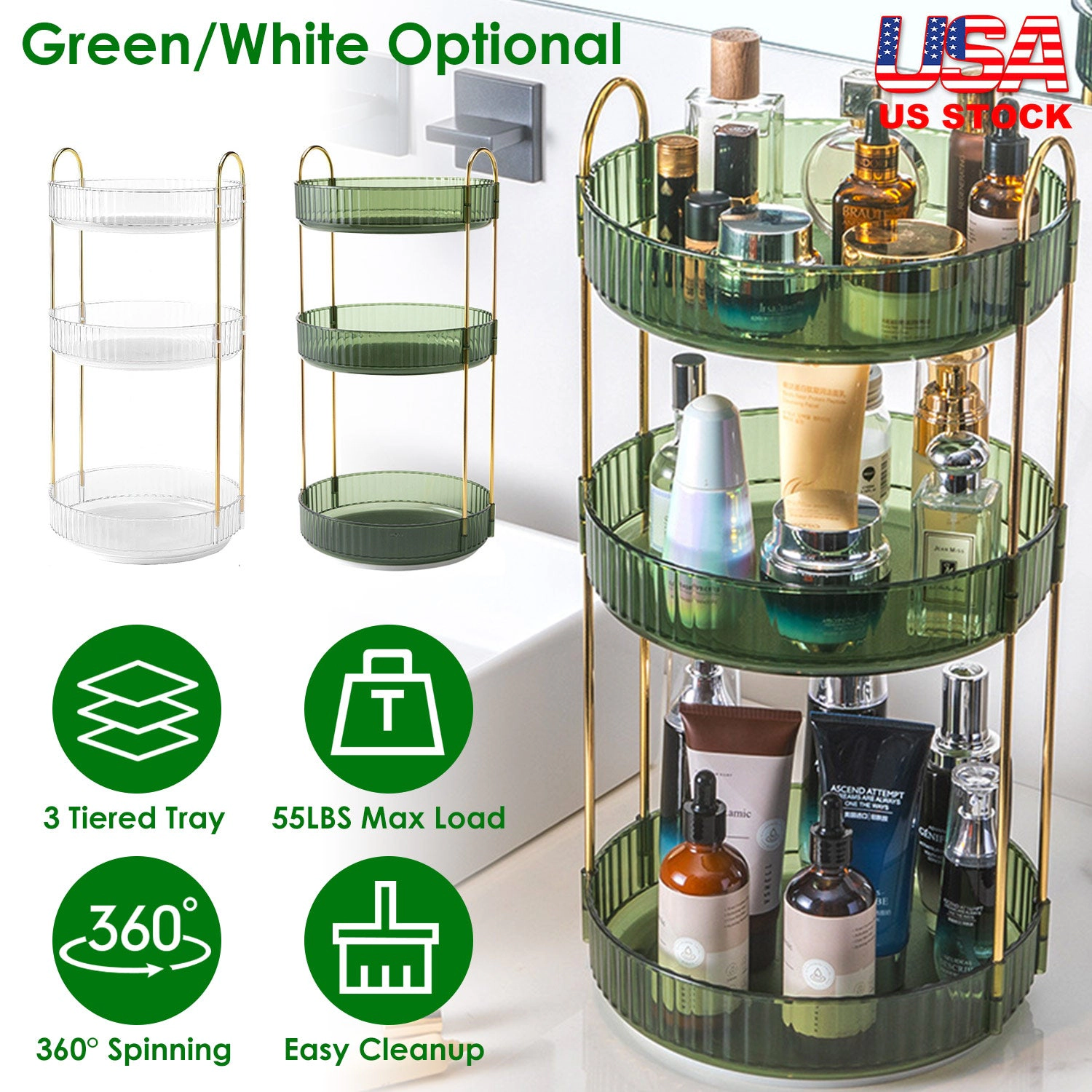 GBruno 3-Tier Rotating Makeup Organizer