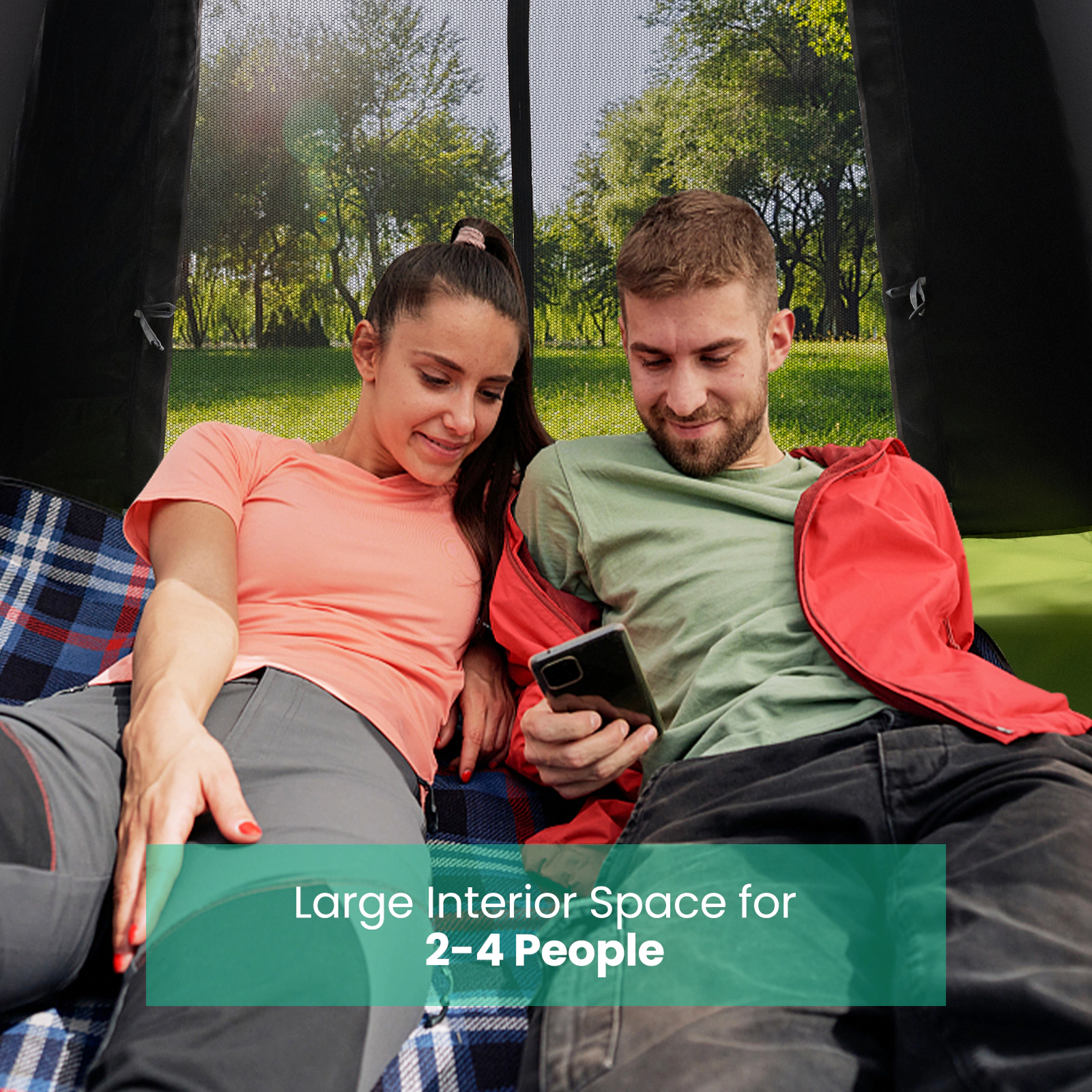 LJG 2-4 Person Instant Pop-up Camping Tent with Removable Rainfly