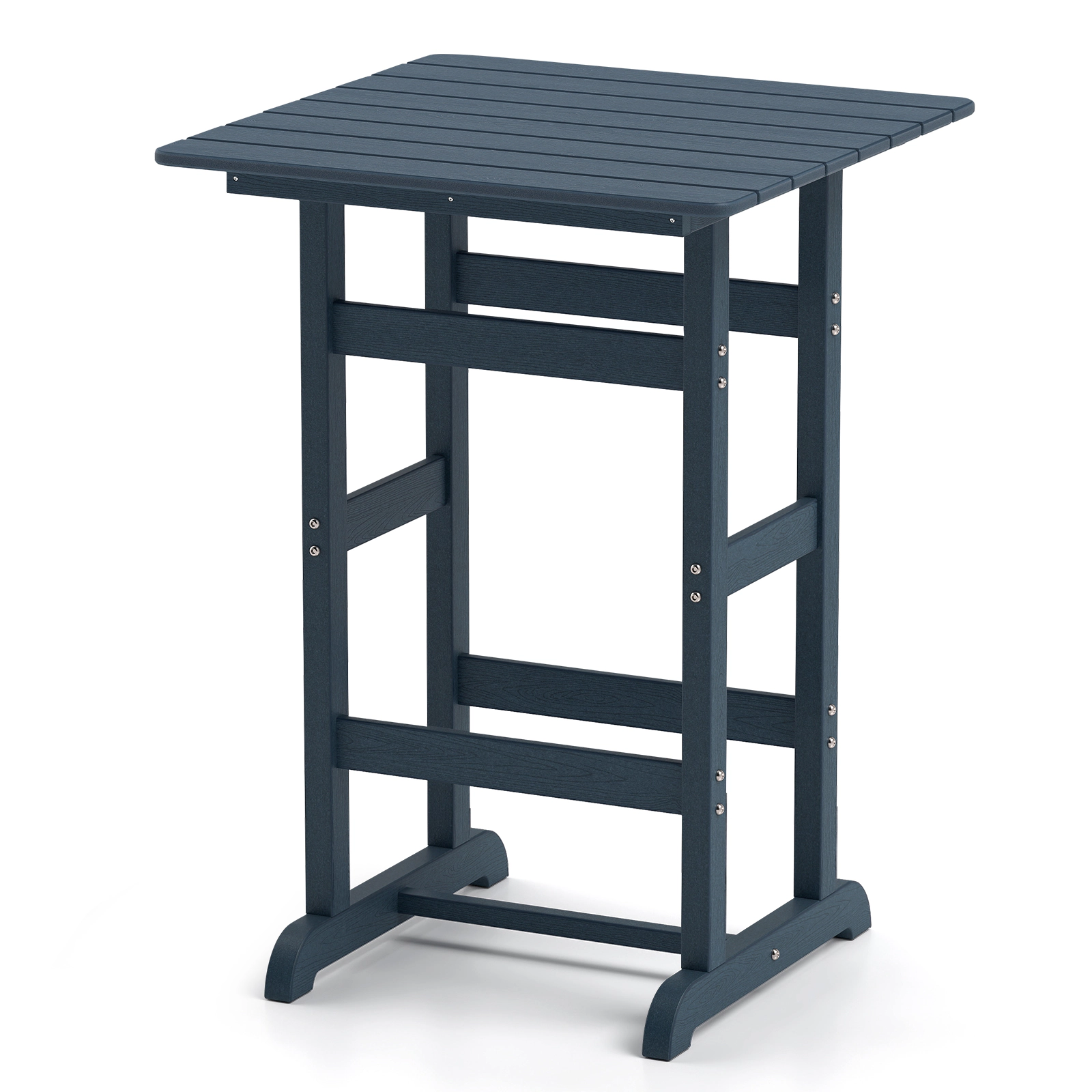 SUGIFT 30-in Square HDPE Patio Bar Table with Slatted Tabletop 42-in Tall 135-lb Capacity 1-Piece Navy