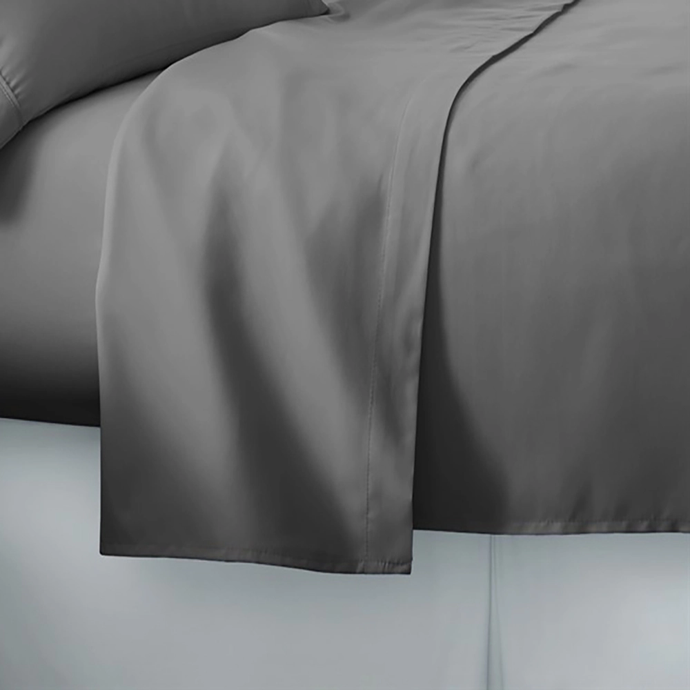 Plazatex Luxurious Ultra Soft 100% Cotton Moisture Wicking Solid Color 4 Pieces Sheet Set Full Silver Gray