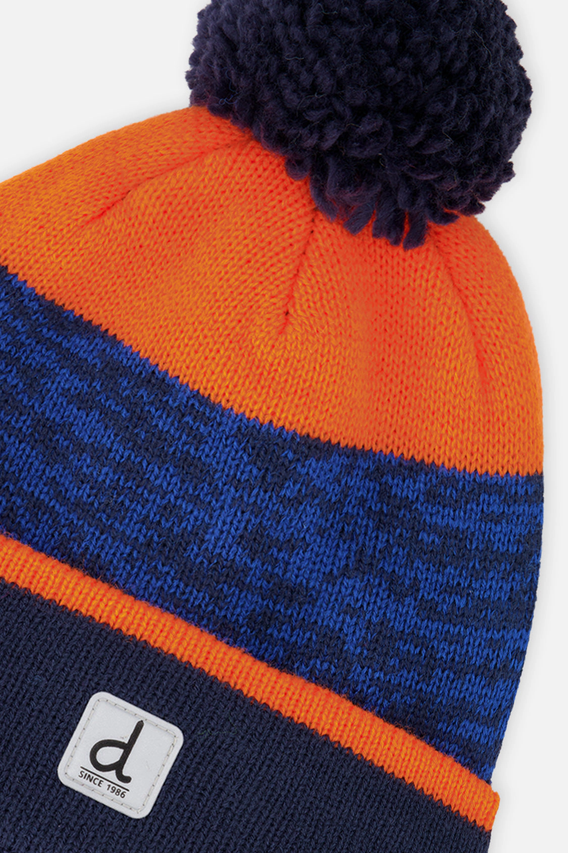 Deux par Boys Color Block Winter Knit Hat with Pompom
