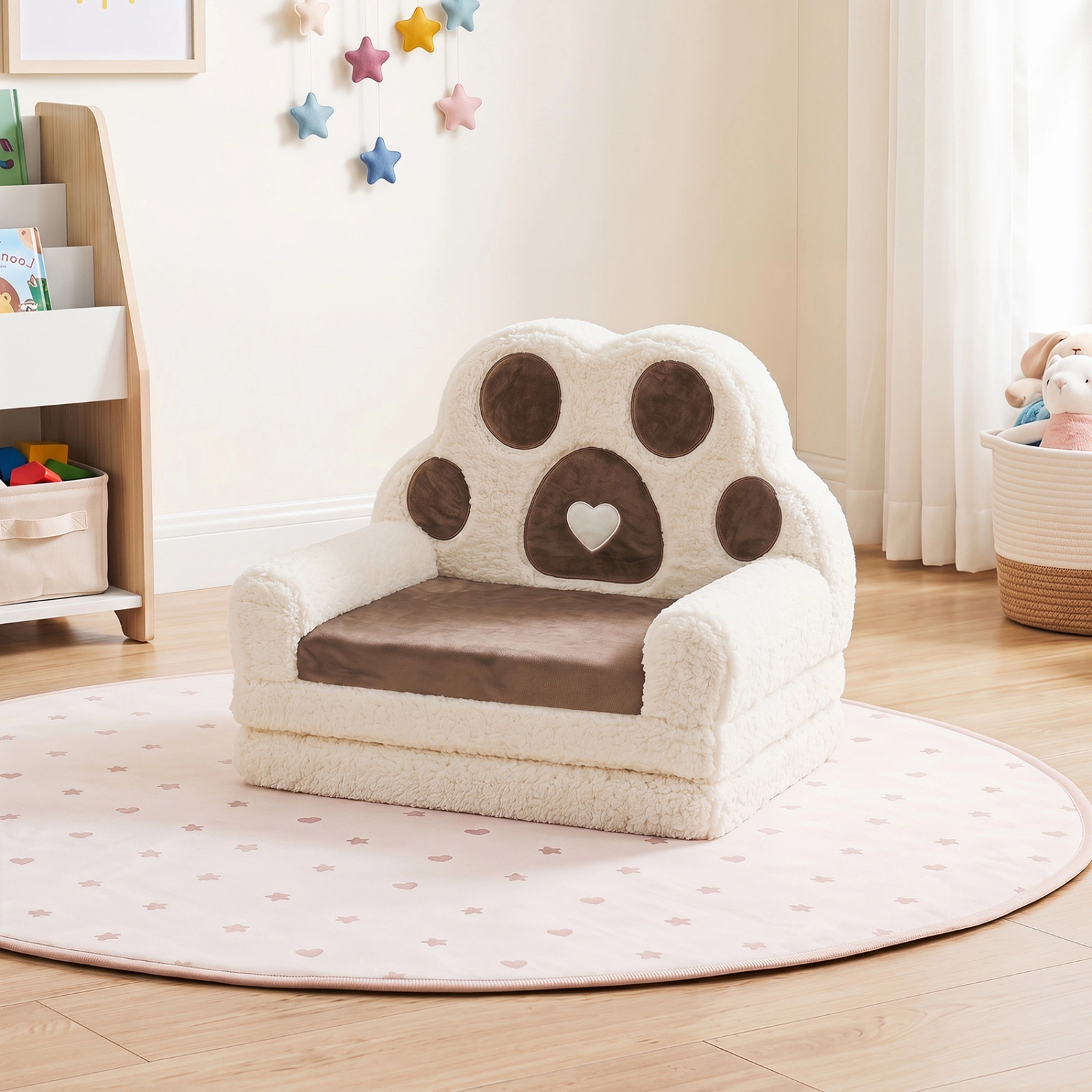 SUGIFT Brown Velvet 2-in-1 Toddler Couch and 50.5-in Lounger