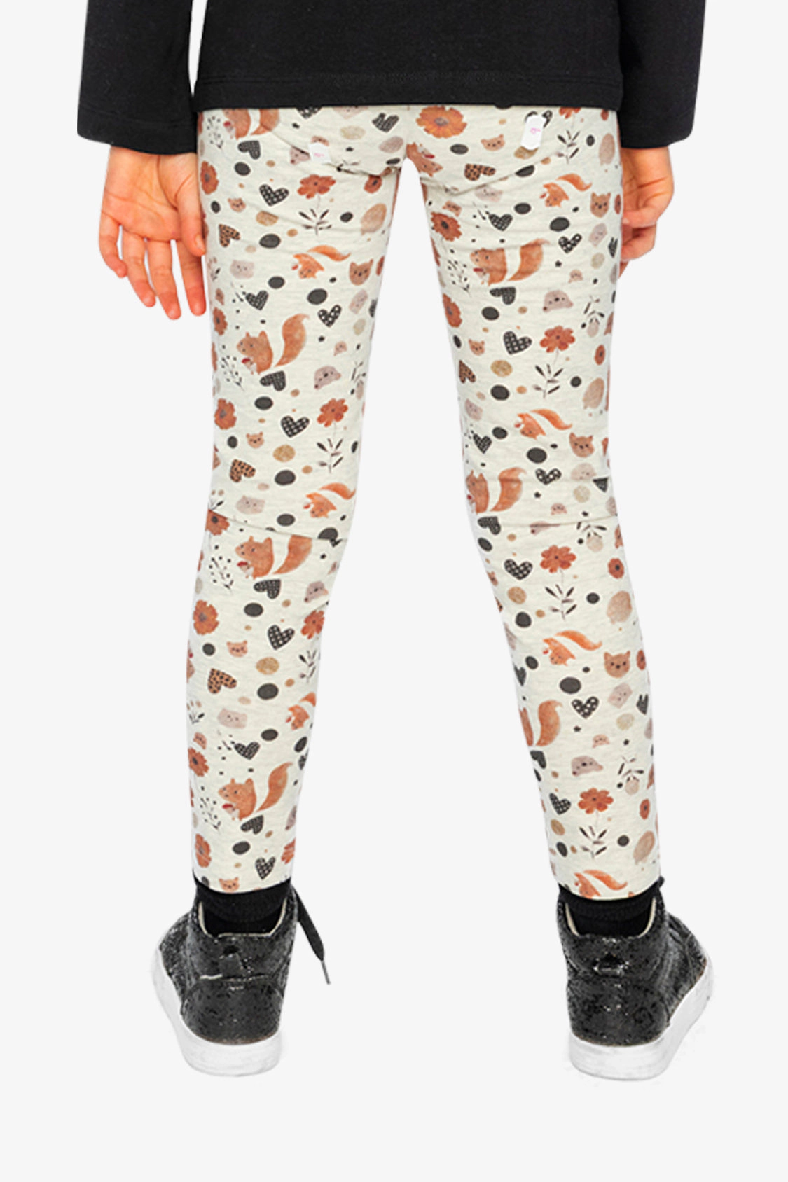Deux par Girls Squirrel & Floral Print Organic Cotton Leggings