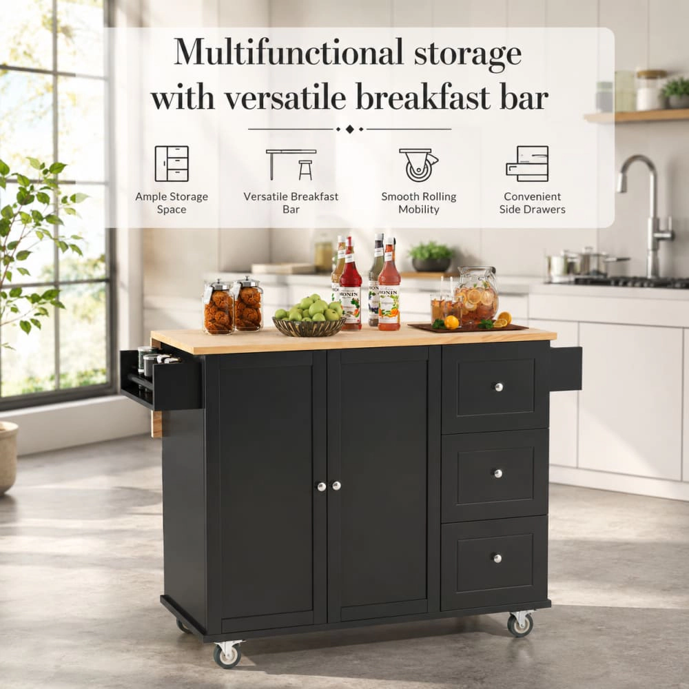 ELEMENT ACE Freestanding Kitchen Island Cart With Storage