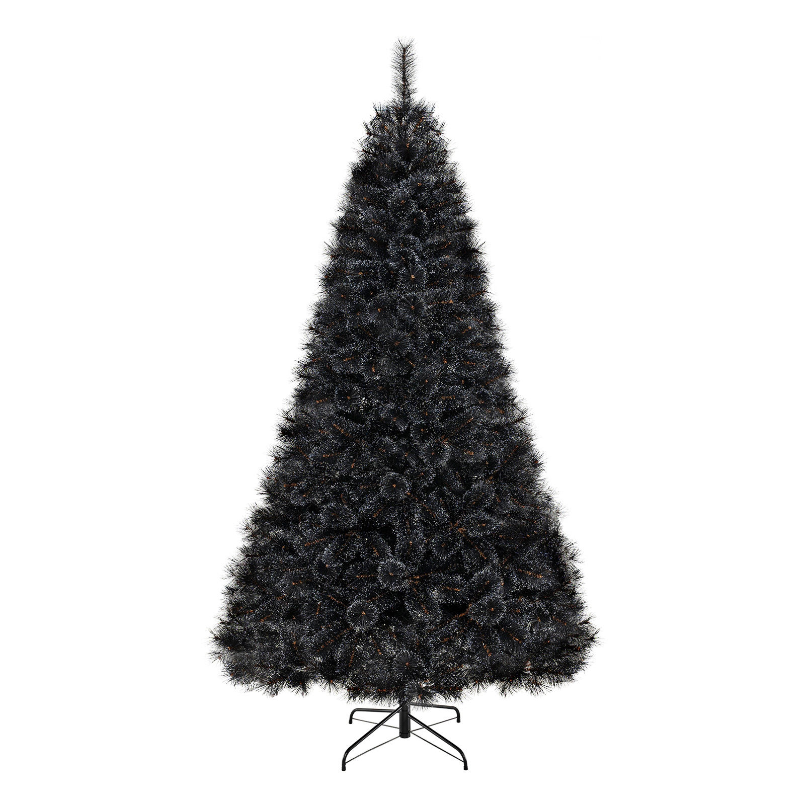 SUGIFT 8 ft Black Halloween Christmas Tree with 860 Branch Tips and 450 Cool White LED Lights