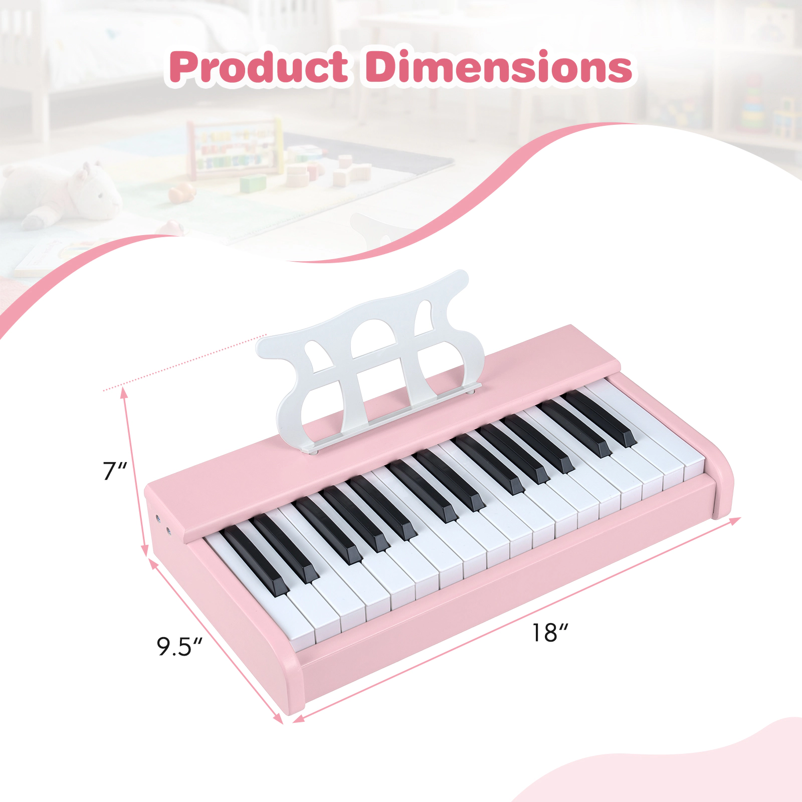 SUGIFT Pink 30-Key Kids Digital Piano Keyboard with Resonance Hole One-Key Start and Music Stand
