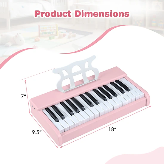 SUGIFT Pink 30-Key Kids Digital Piano Keyboard with Resonance Hole One-Key Start and Music Stand