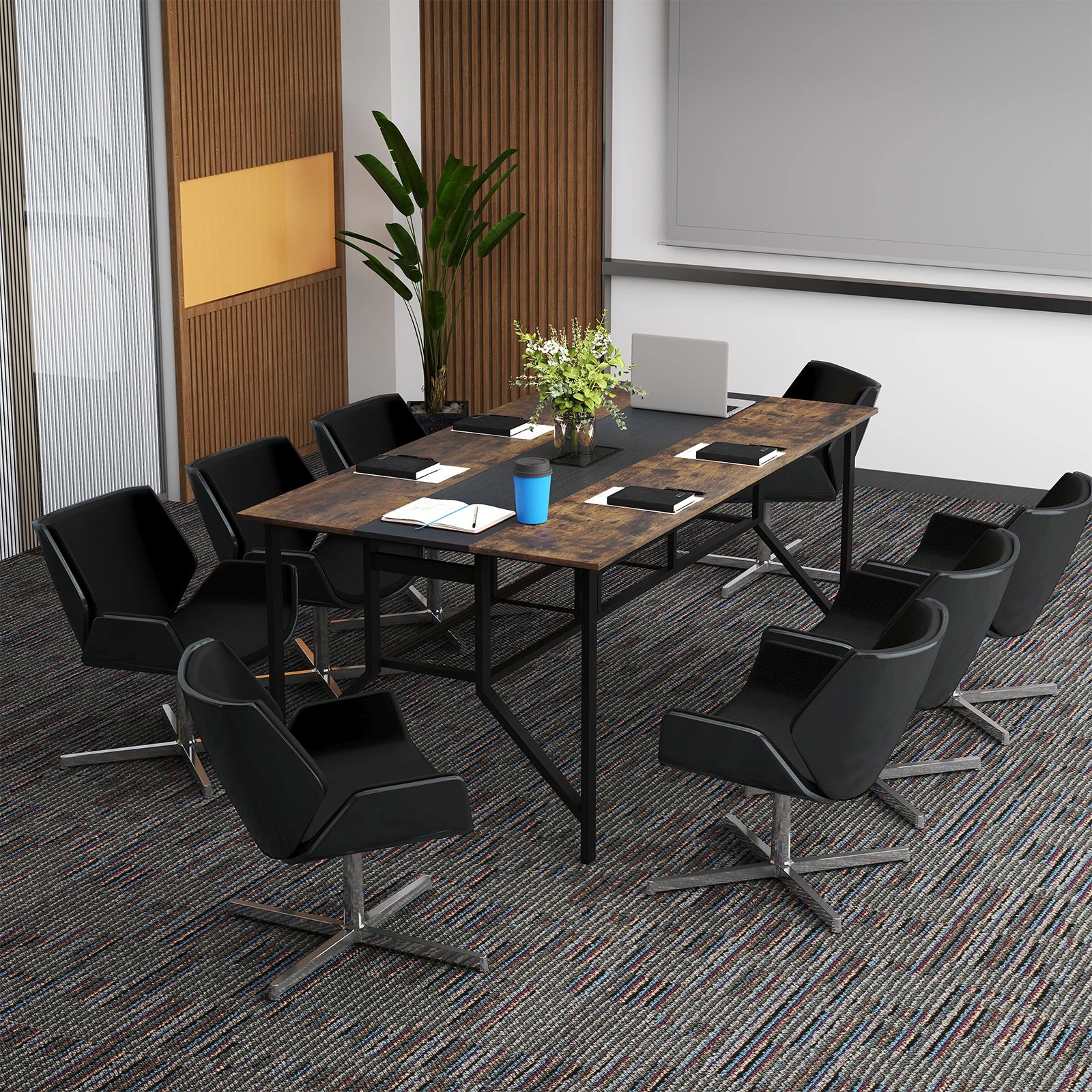 SlickBlue Large Conference Room Table for 6-8 People with Storage