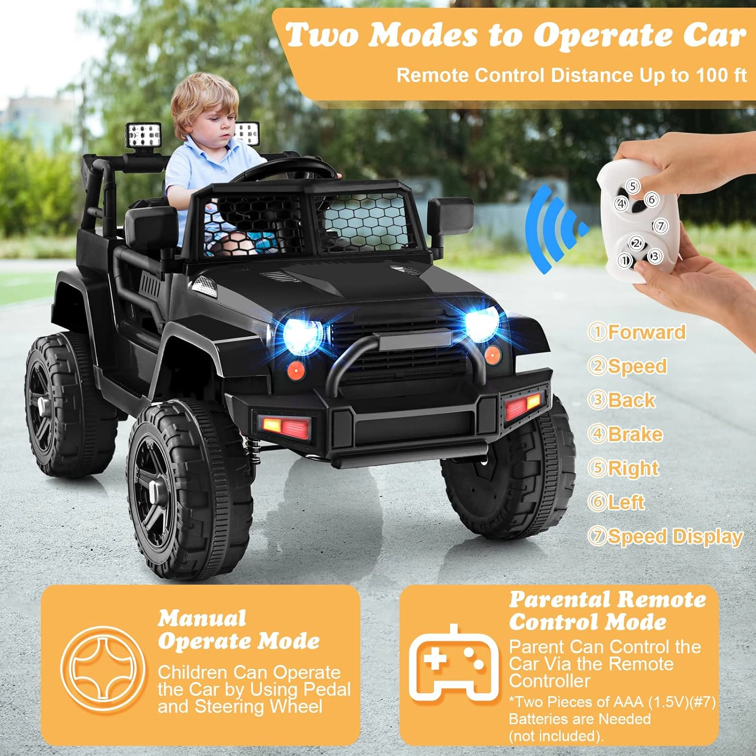 Costway 12V Kids Ride On Car Electric Vehicle Jeep with Parental Remote Music Horn Headlights Slow Start Function White