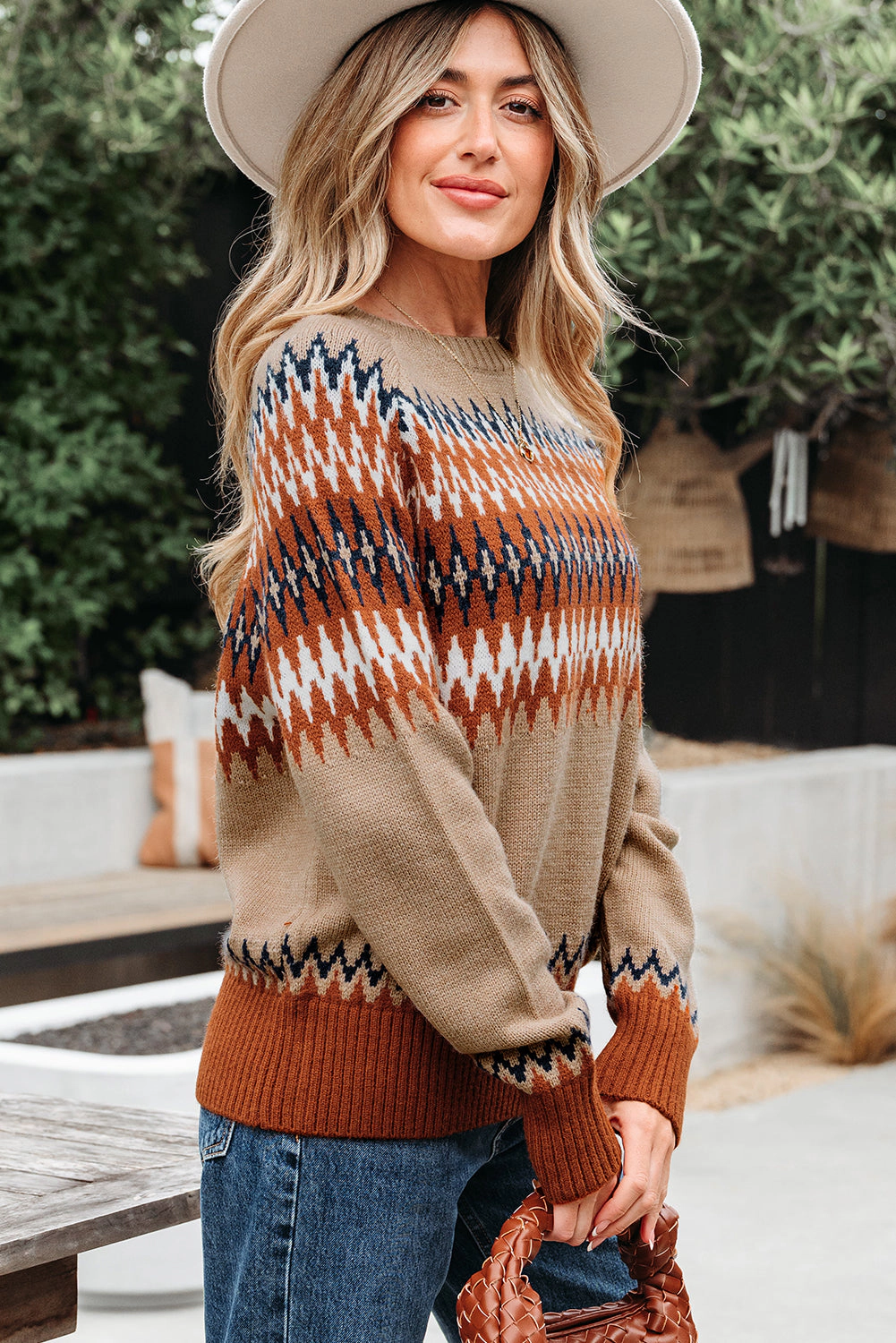 Threaded Pear Women's Eva Aztec Crew Neck Sweater