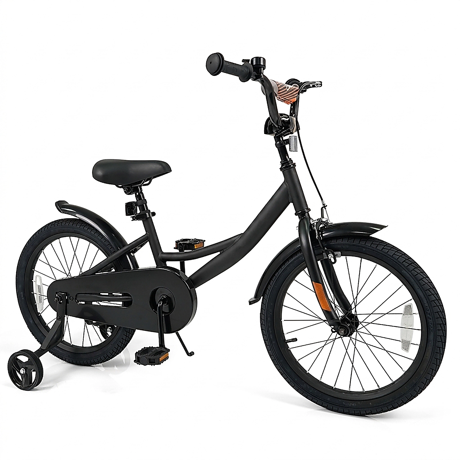 SUGIFT Kids Bike with Removable Training Wheels and Adjustable Seat 145-lb Capacity Ages 4-8 Years Black 18-in Wheel