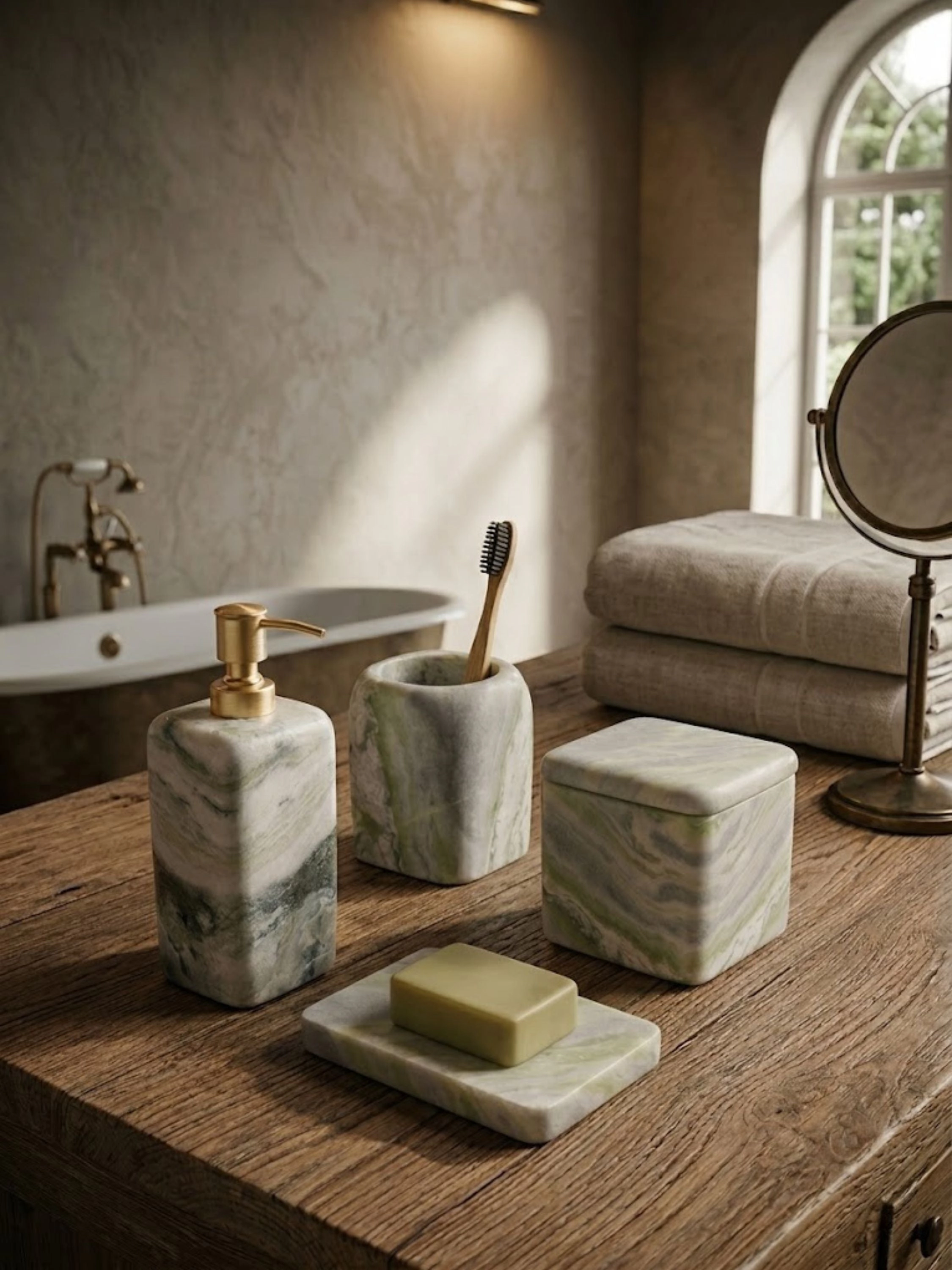 GAURI KOHLI Hanoi Green Onyx Bath Accessories