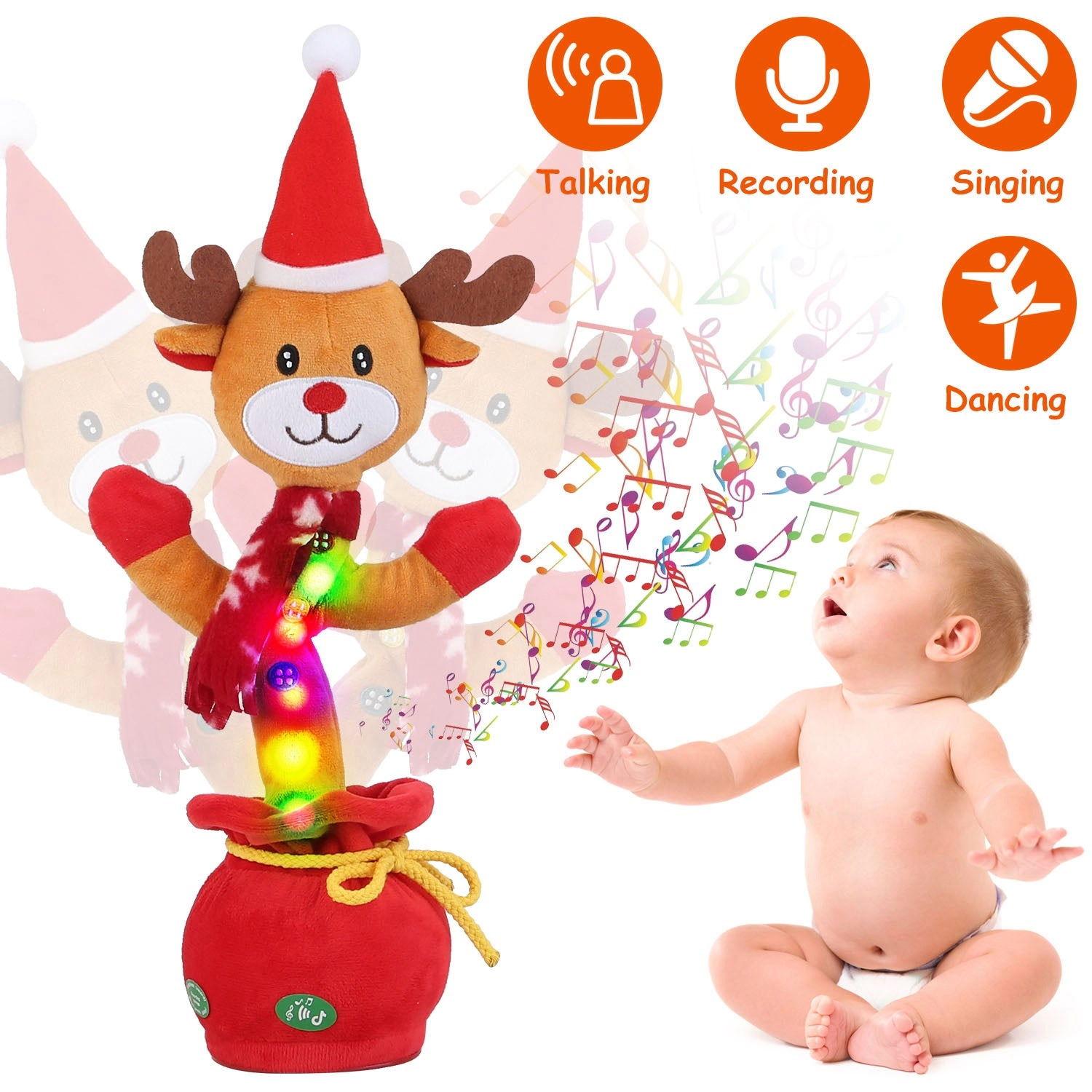 GBruno Interactive Dancing Christmas Plush Toy