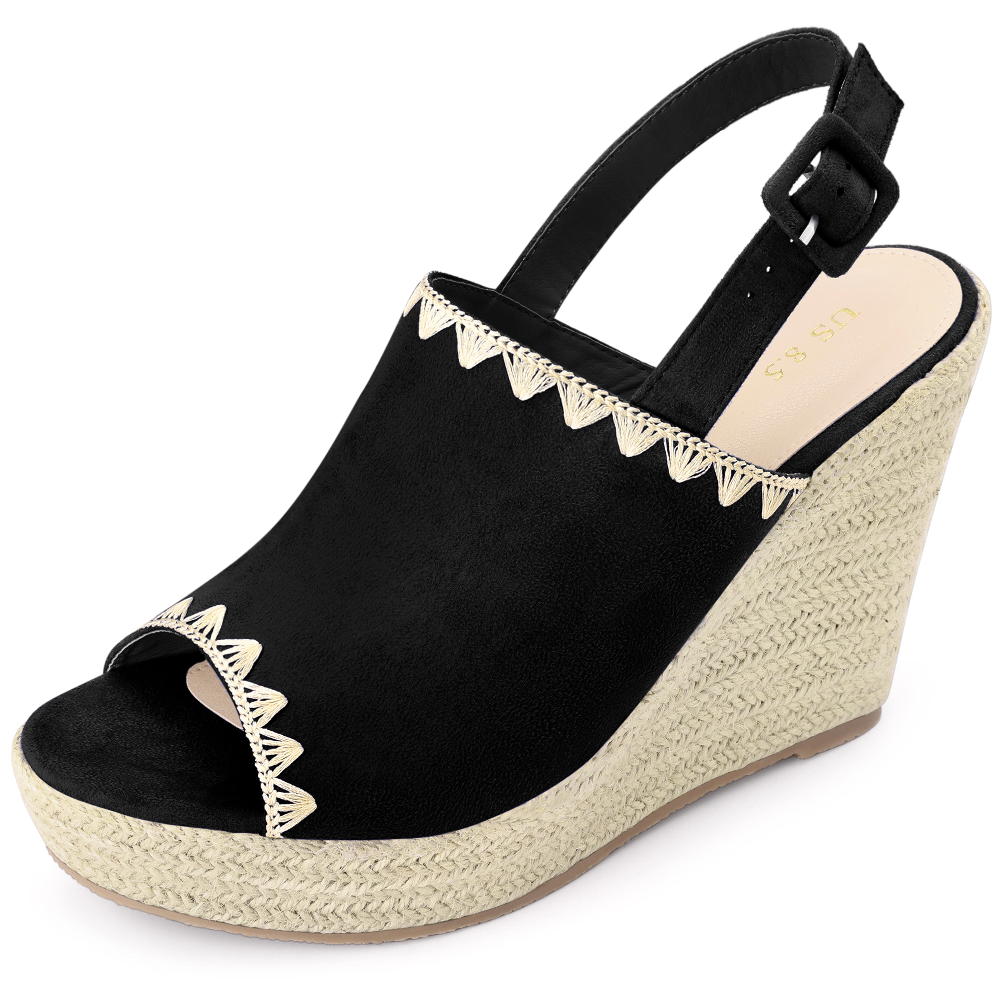 BLISSFUL STEP Women's Slingback Open Toe Platform Wedge Espadrille Sandals
