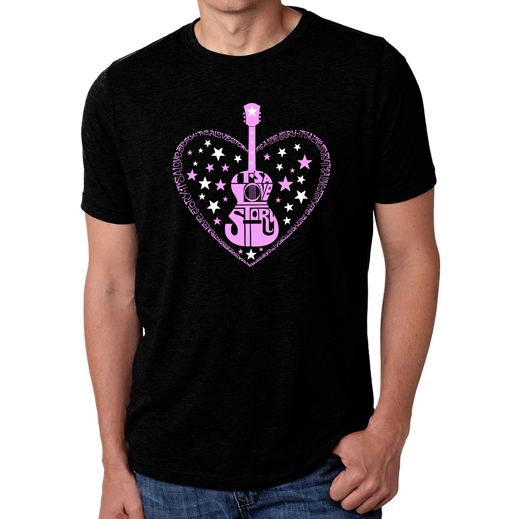 LA Pop Art Men's Cotton/Poly Word T-Shirt - It's a Love Story