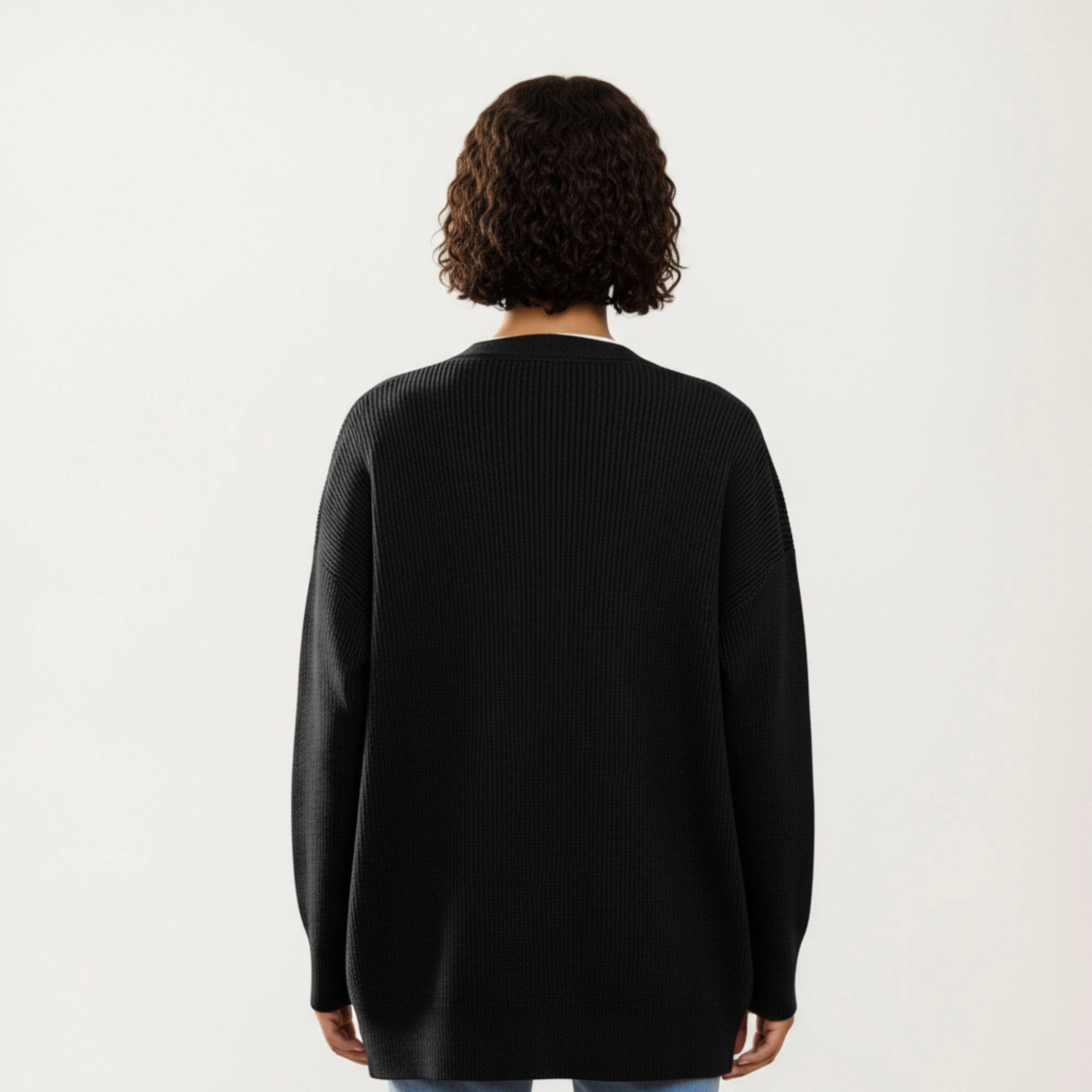 Anna-Kaci Women's Oversized Rib Knit Button Front Cardigan with Relaxed Drop-Shoulder Silhouette and Soft Textured Feel