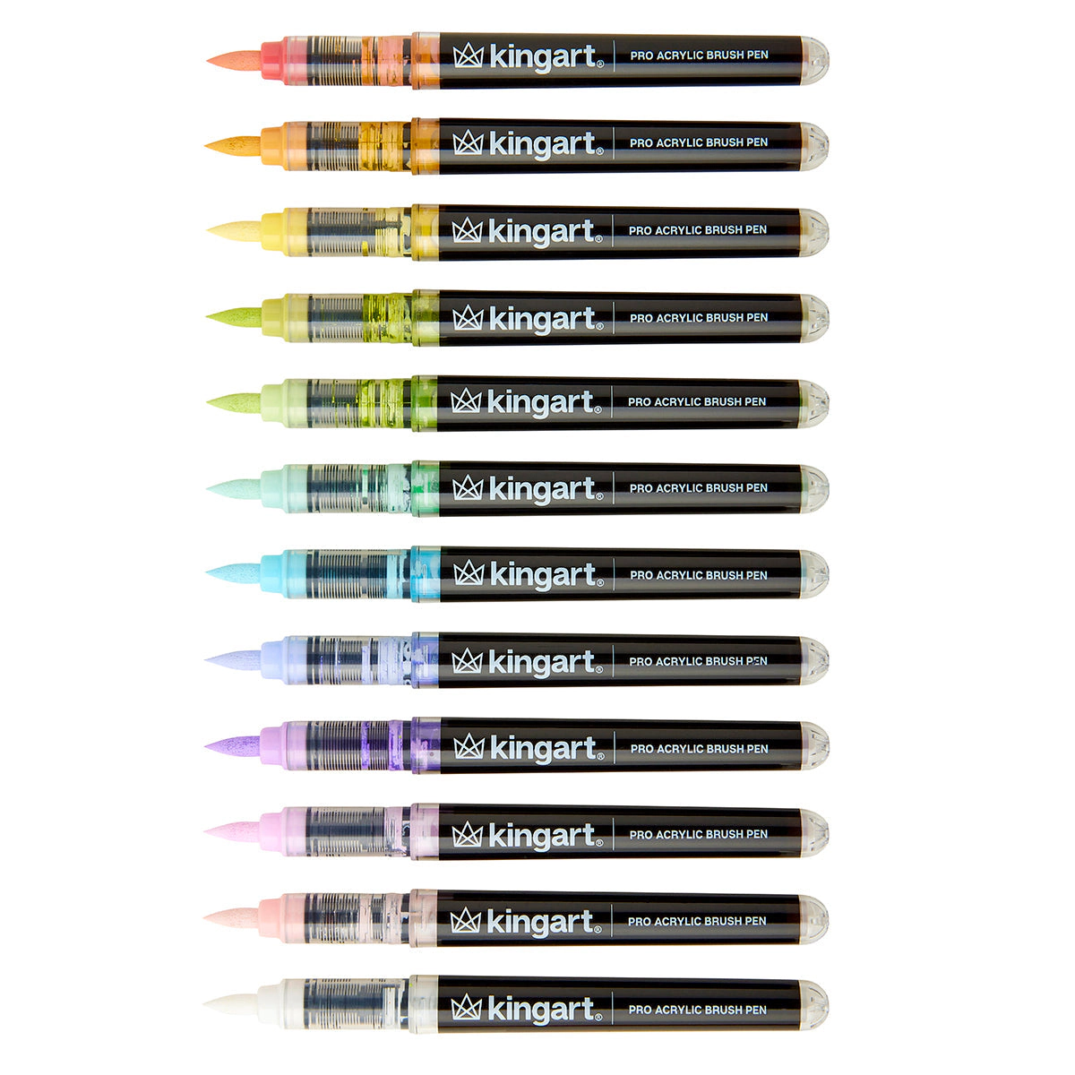 KINGART PRO Acrylic Brush Pens - 12 Pastel Colors