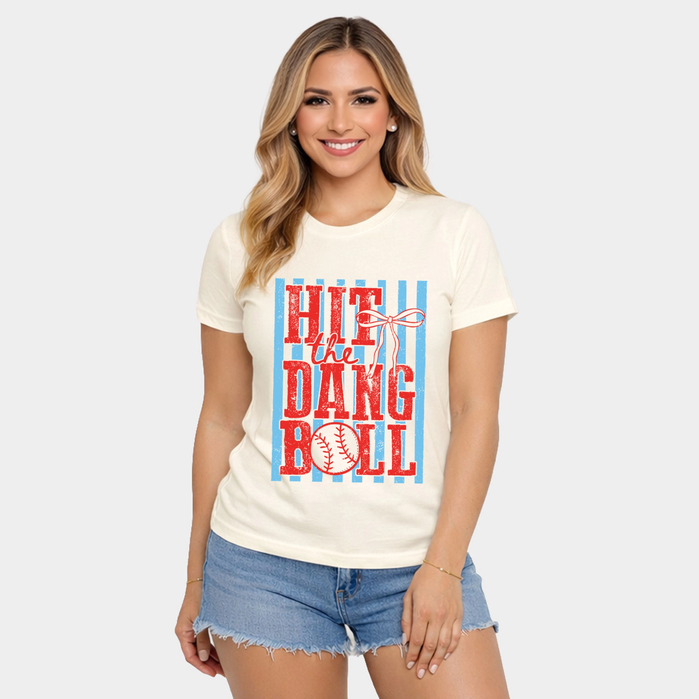 Simply Sage Market - Hit The Dang Ball Stripes Women's Short Sleeve Graphic T-Shirt