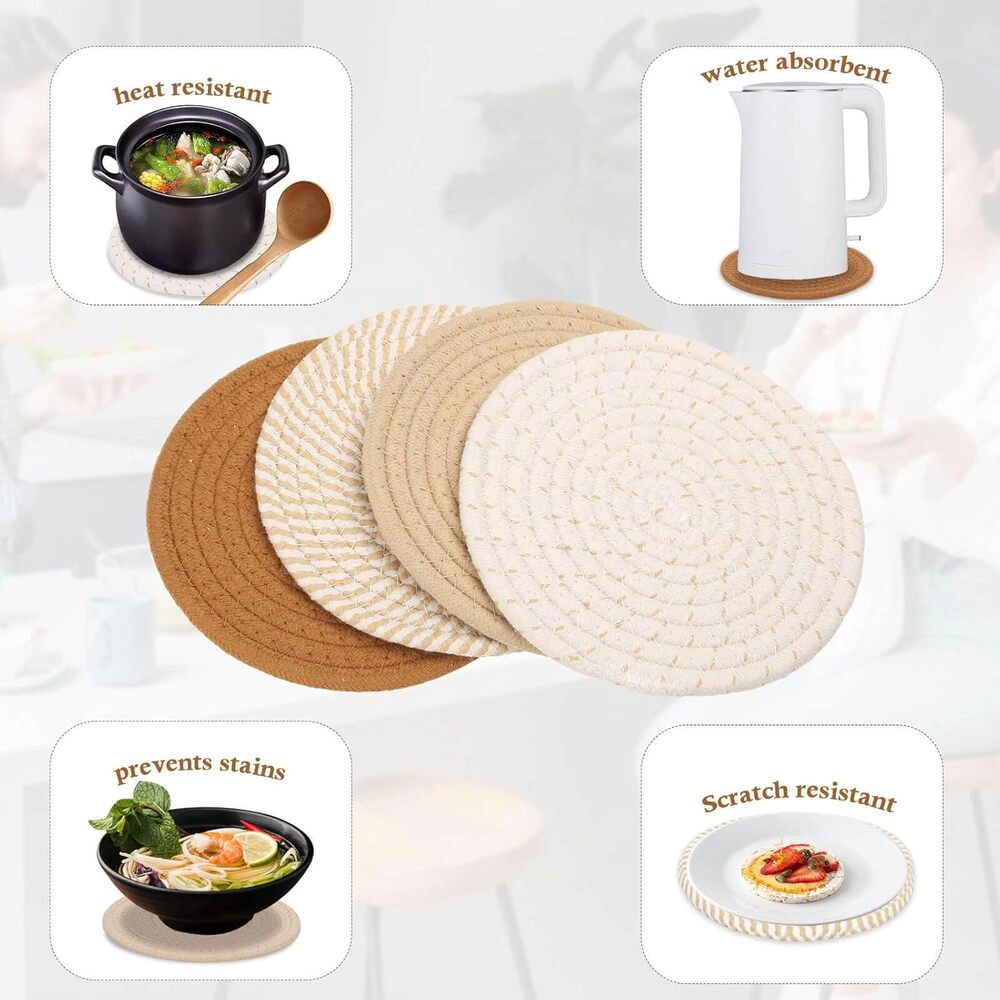 Toynee Starks Unisex Set of 4 Cotton Trivets 7 Inch Heat Resistant Hot Pads