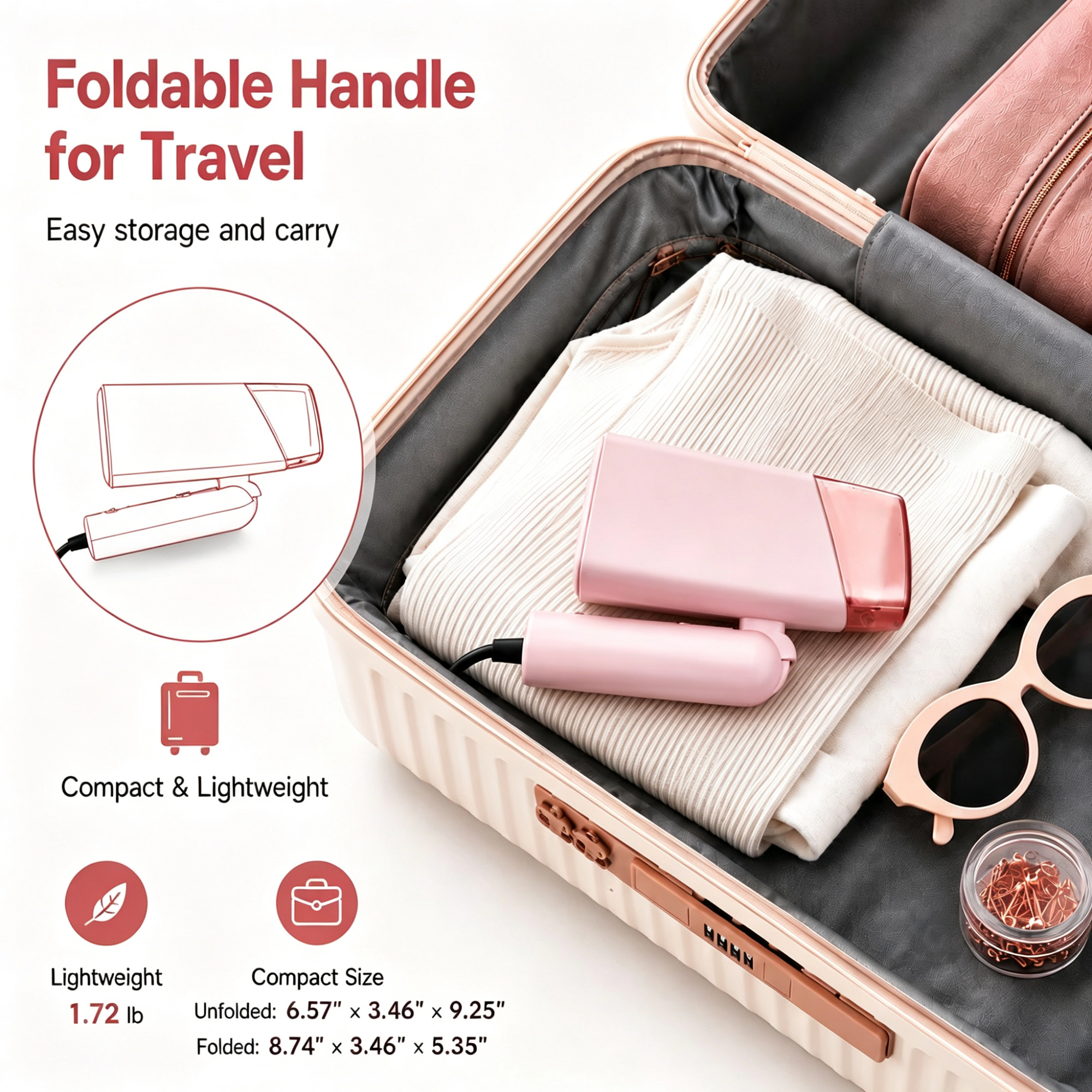 WHALL Travel Steamer for Clothes,1100W 2-in-1 Fabric Steamer & Dry Iron,Foldable Lightweight Handheld Garment Steamer