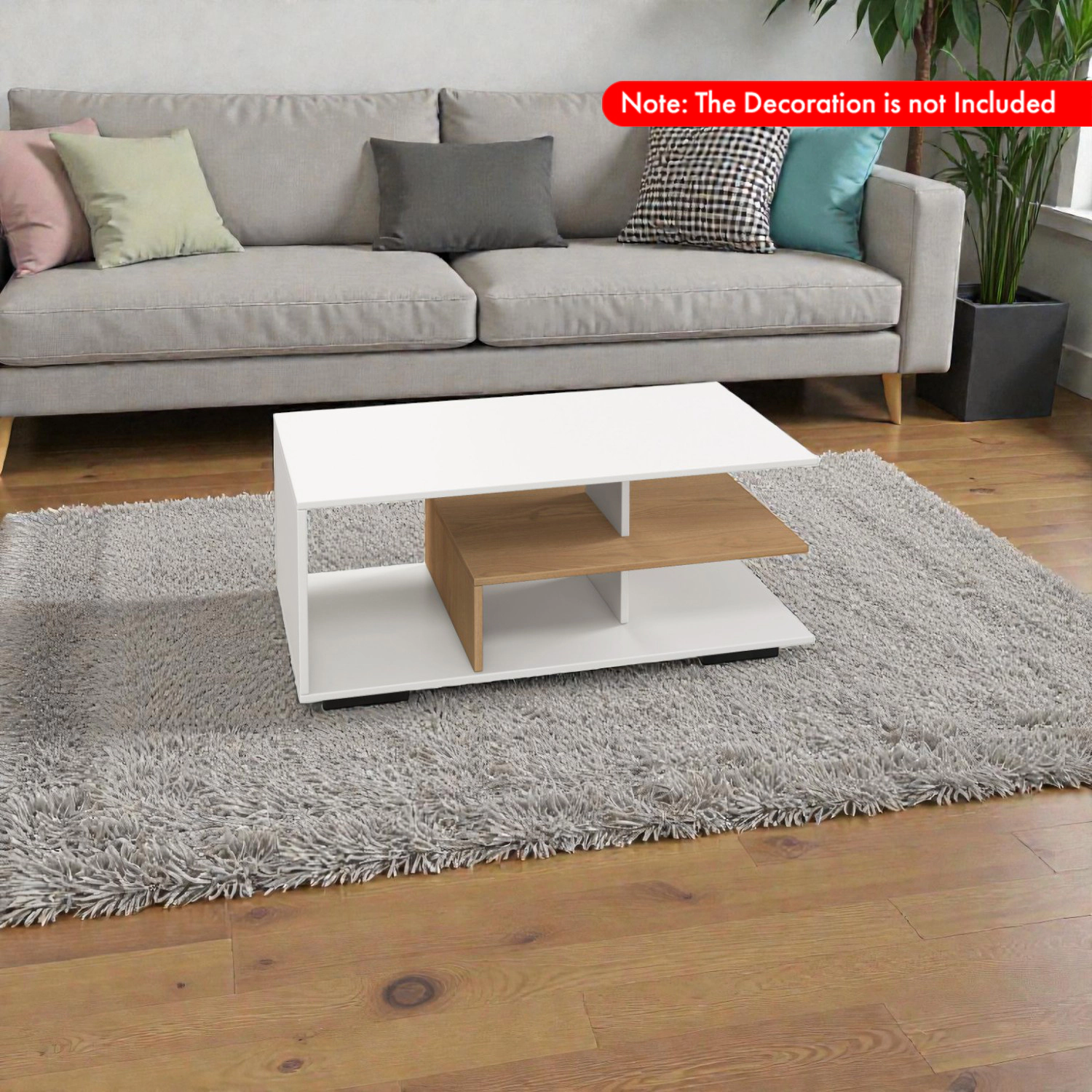 Hivvago Rectangular Accent Table with Distinctive L-Shaped Inner Shelf