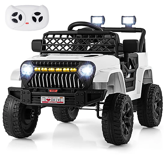Costway 12V Kids Ride on Truck Car w/ Parental Remote 3 Speeds LED Lights & Music Player