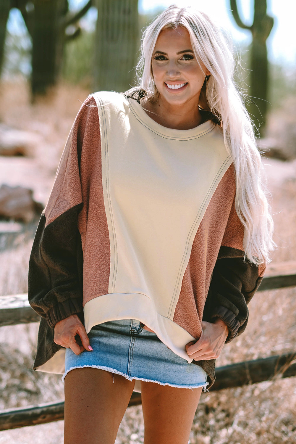 Threaded Pear Women's Isabelle Patchwork High Low Hoodie