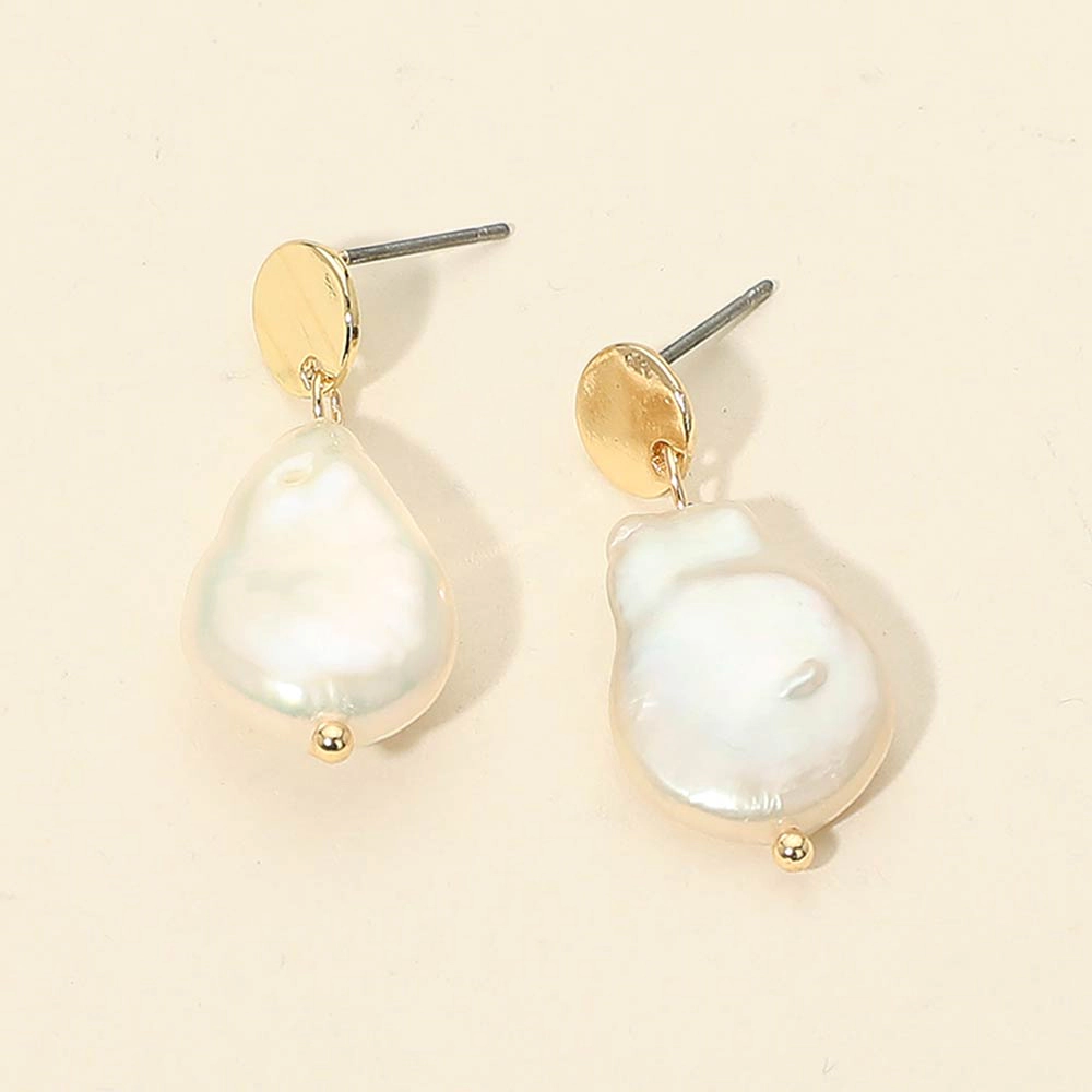 FASHNZFAB Organic Shape Pearl Drop Dangle Earrings