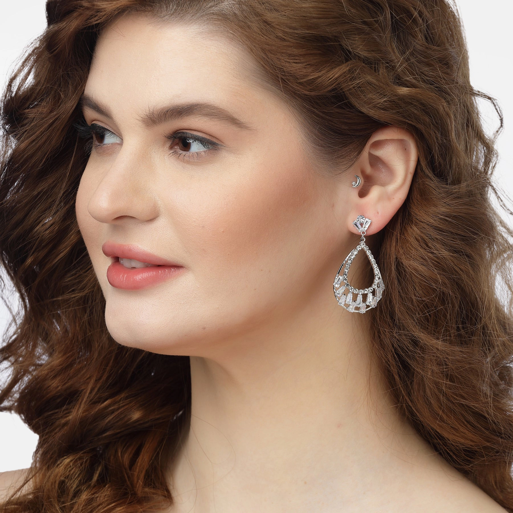 AGP PARIS Womens Radiant Teardrop Sparkle Earrings
