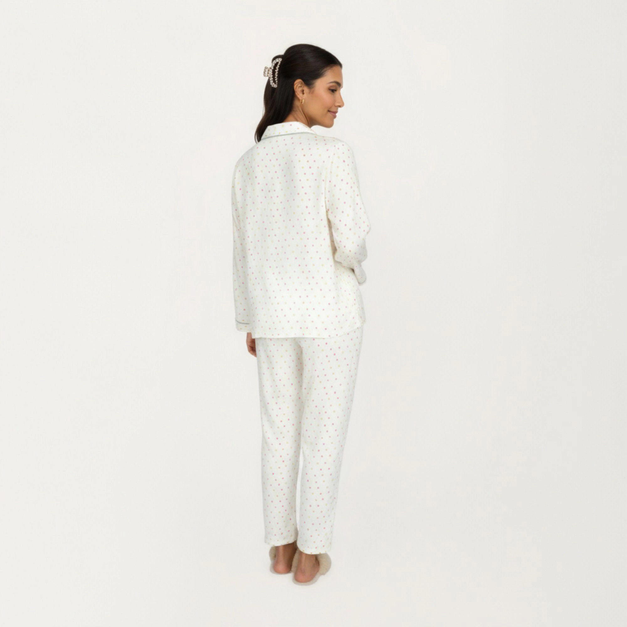 Anna-Kaci Women's 2-Piece Long Sleeve Button Front Pajama Top with Contrast Piping and Relaxed Fit Pants