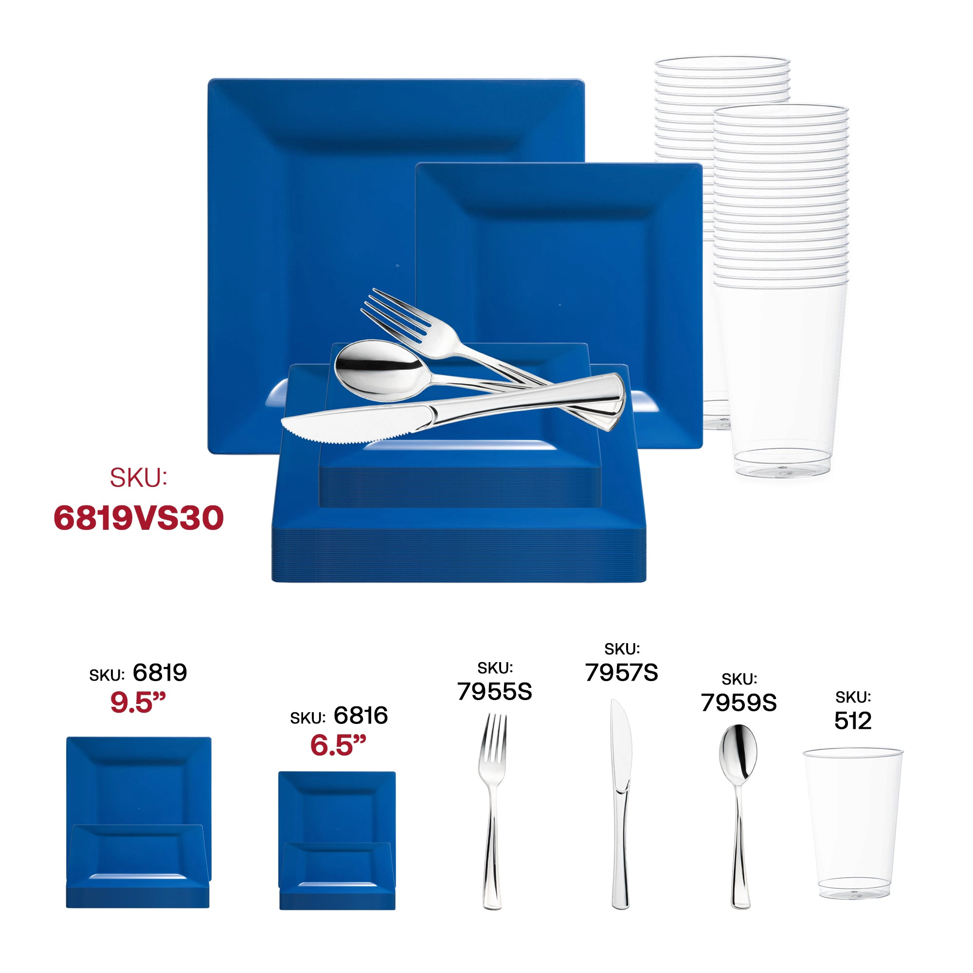 Smarty Had A Party Midnight Blue Square Plastic Wedding Value Set