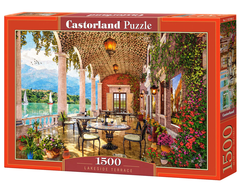 CASTORLAND 1500 Piece Jigsaw Puzzles, Lakeside Terrace, Italy, Mountain lake, Scenic view, C-152186-2