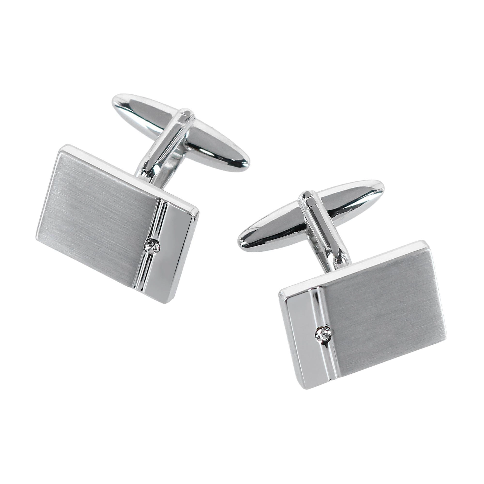 Trafalgar Kingsley Rhodium w Czech Crystal Set (Cufflinks & Tuxedo Studs)