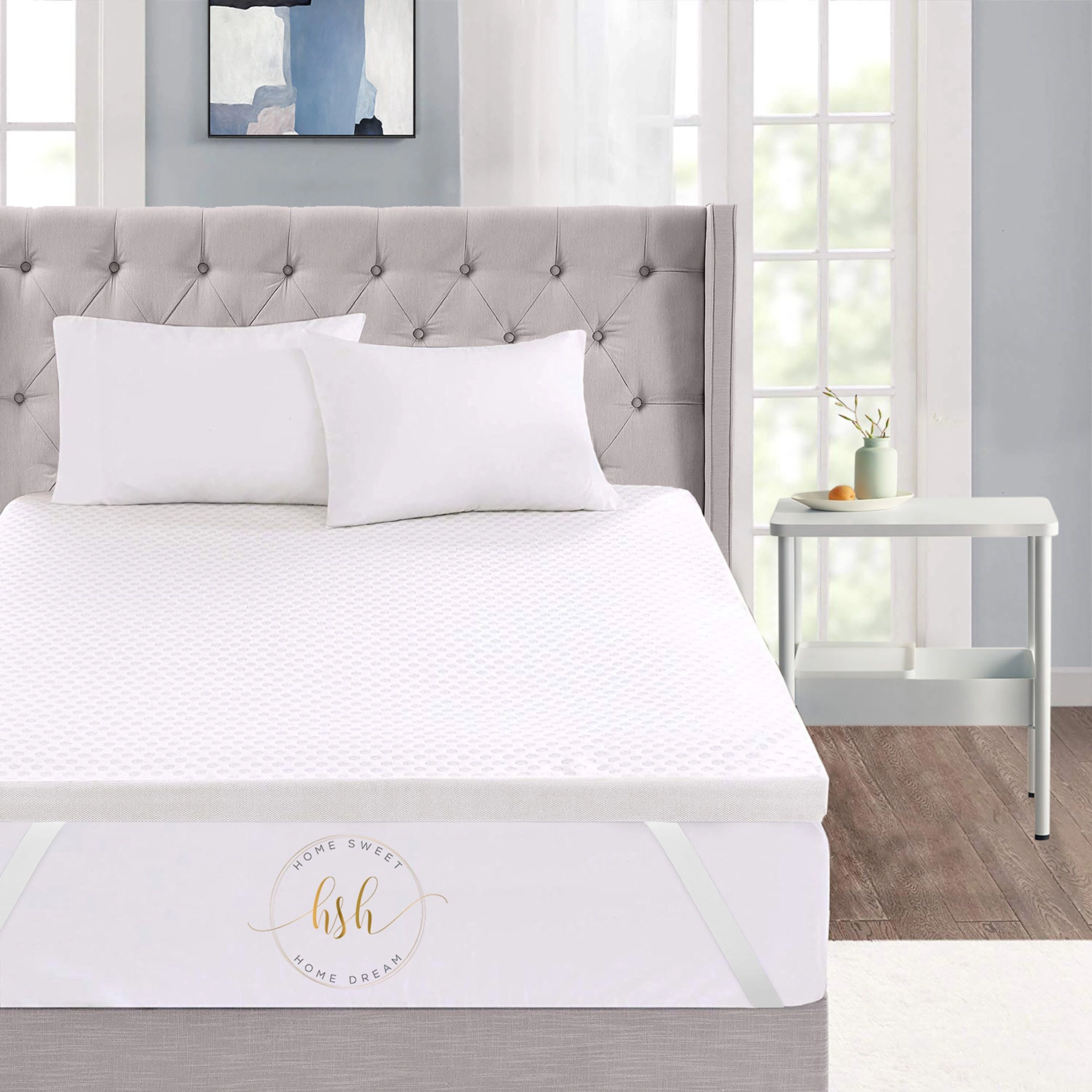HSH Dream 3 Inch Memory Foam Mattress Topper – Cooling Viscose Cover Removable & Washable