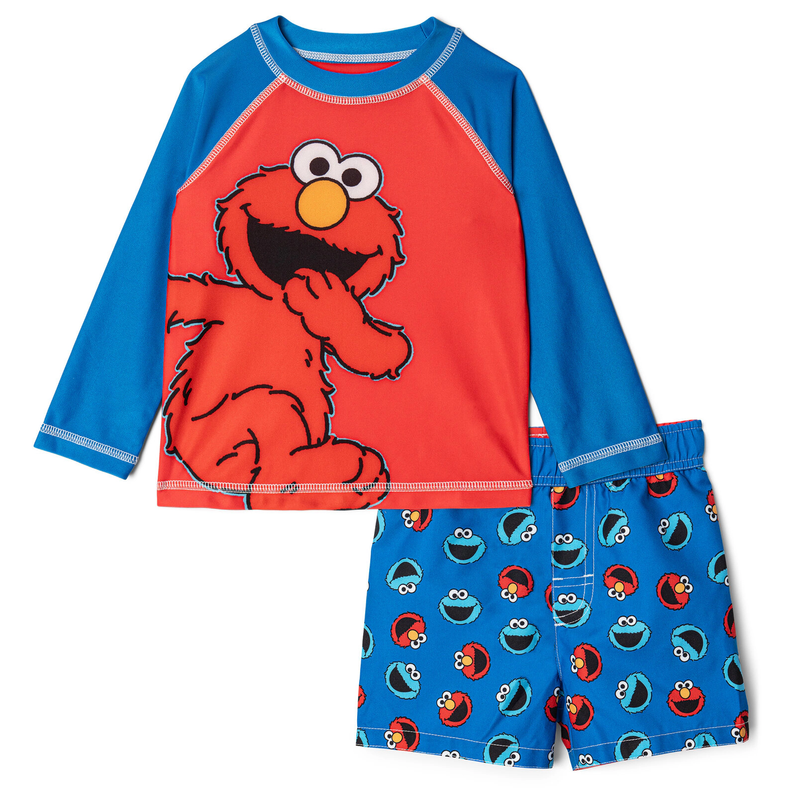 Sesame Street Boys' 2-Piece Swimwear Rash Guard and Swim Trunks Set