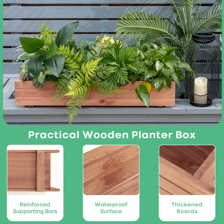 Hivvago Wooden Decorative Planter Box for Garden Yard and Window