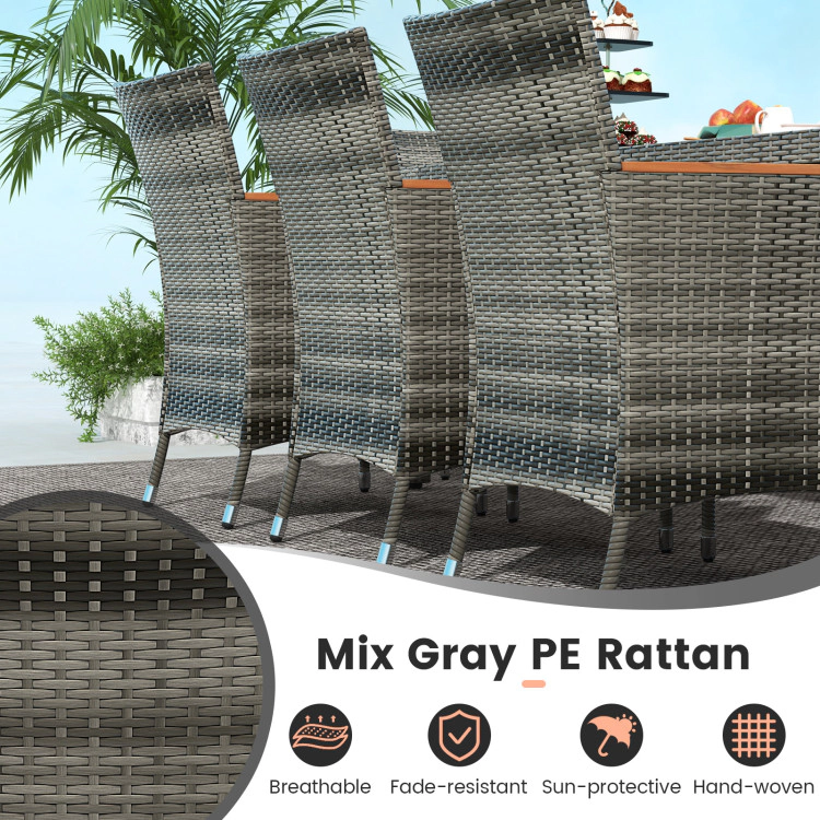 Hivvago 11 Pieces Patio Dining Set With 15 Feet Double-Sided Umbrella Base Included