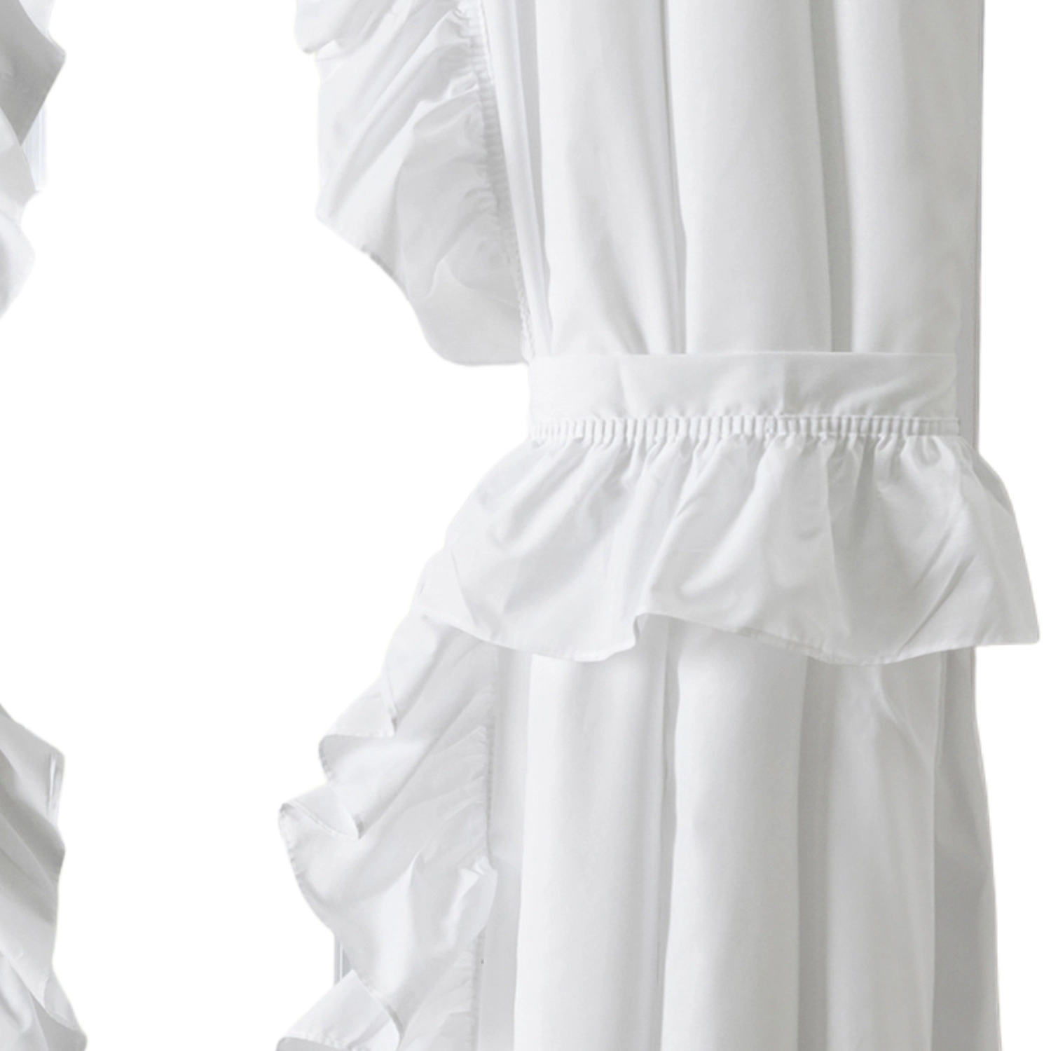 Ellis Curtain Classic Wide Solid Color Perma Press Ruffled Priscilla Curtain Panel With Ties 84" x 54" White