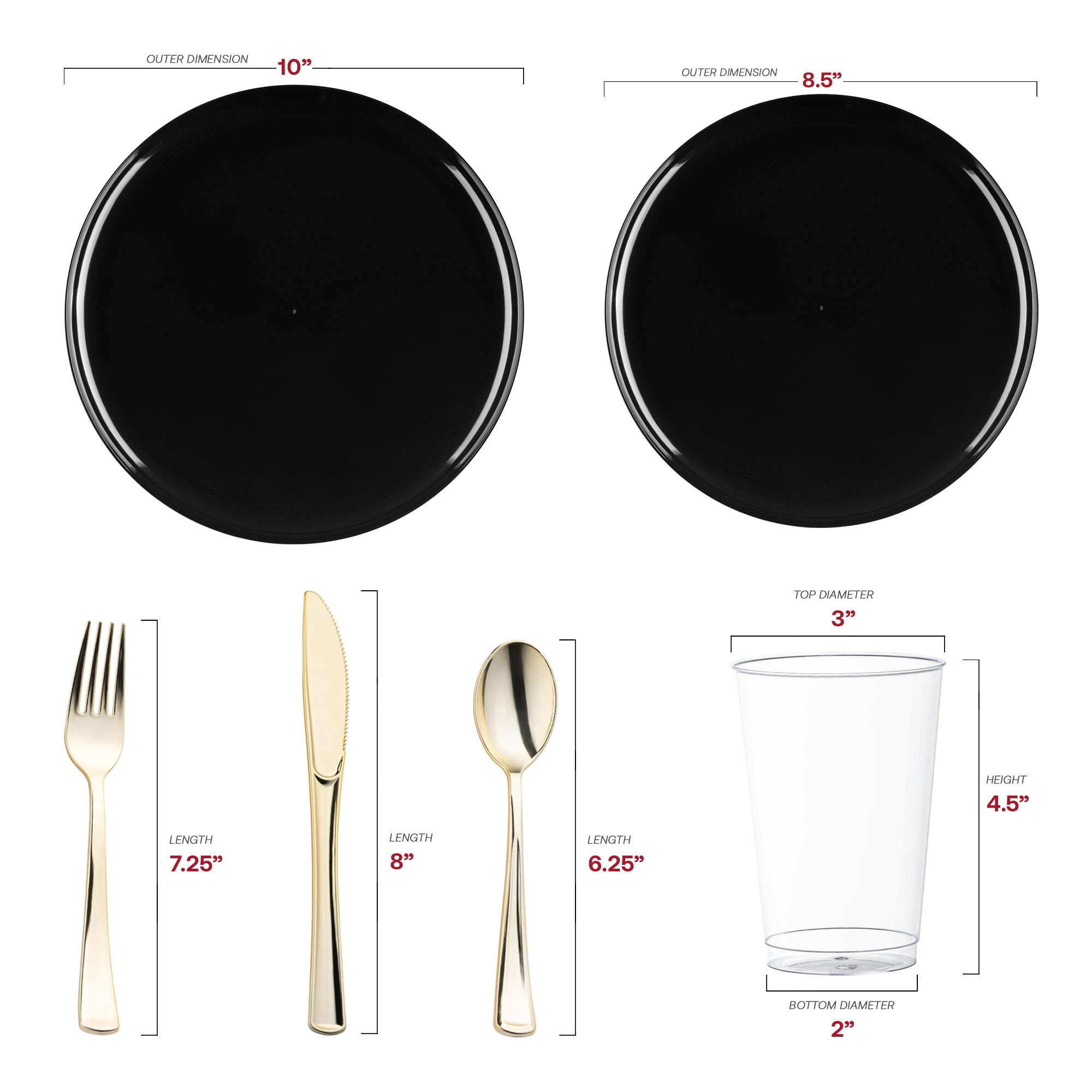 Smarty Had A Party Black Flat Round Disposable Plastic Wedding Value Set