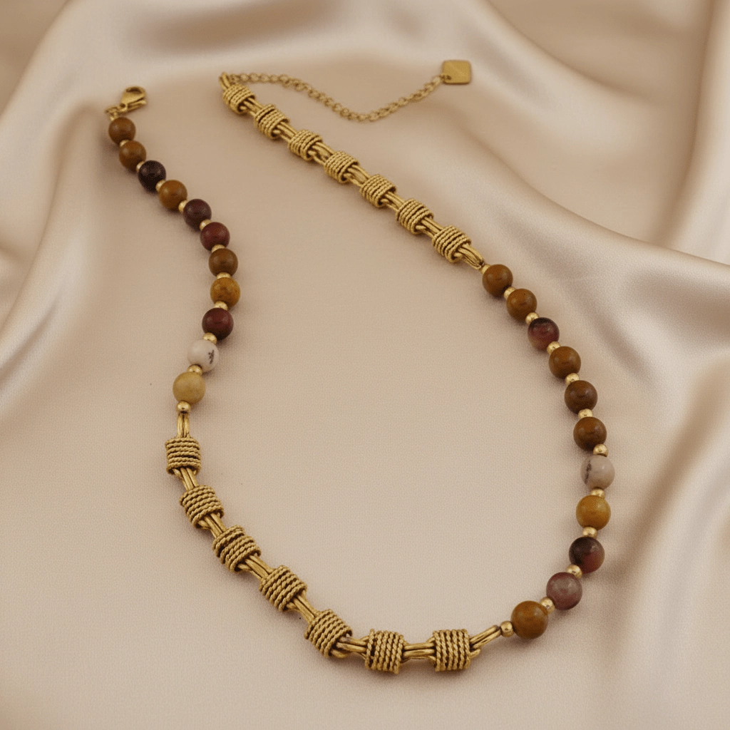 DressAtR Women's Agate 18K Gold Plated Necklace