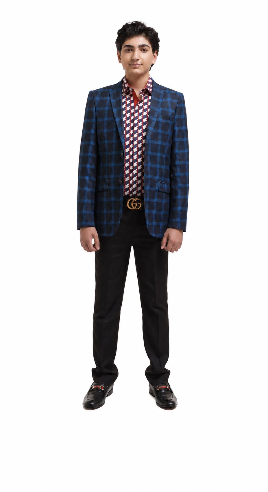 Elie Balleh Boys Slim Fit Wild Plaid Jacket