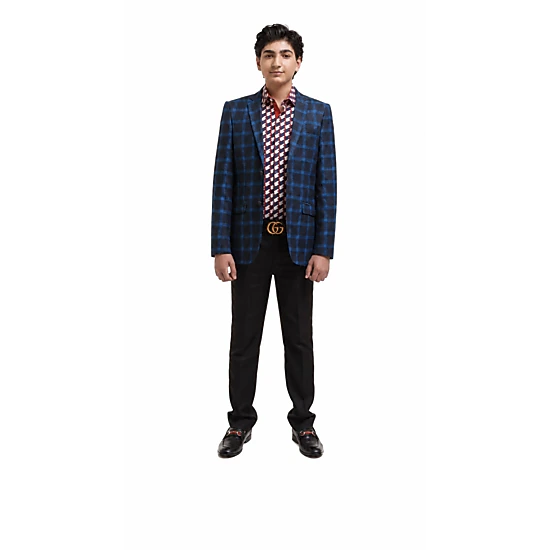 Elie Balleh Boys Slim Fit Wild Plaid Jacket
