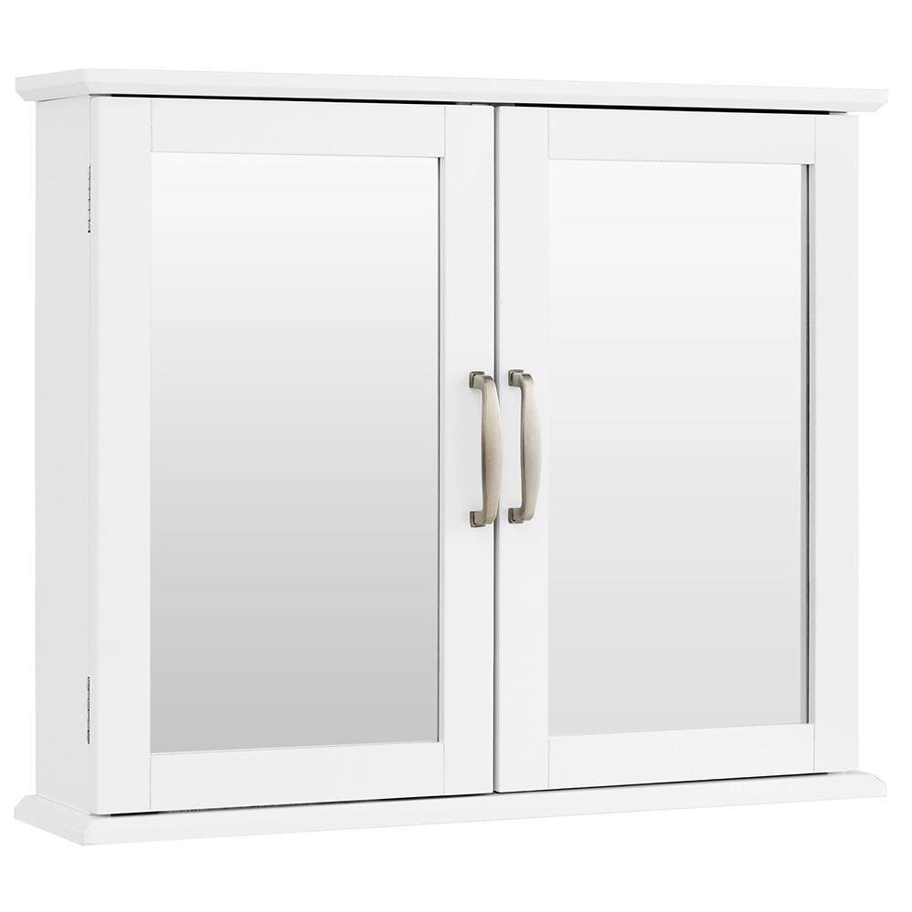 Slickblue Wall Mounted Bathroom Mirror Cabinet with Double Doors and Interior Storage