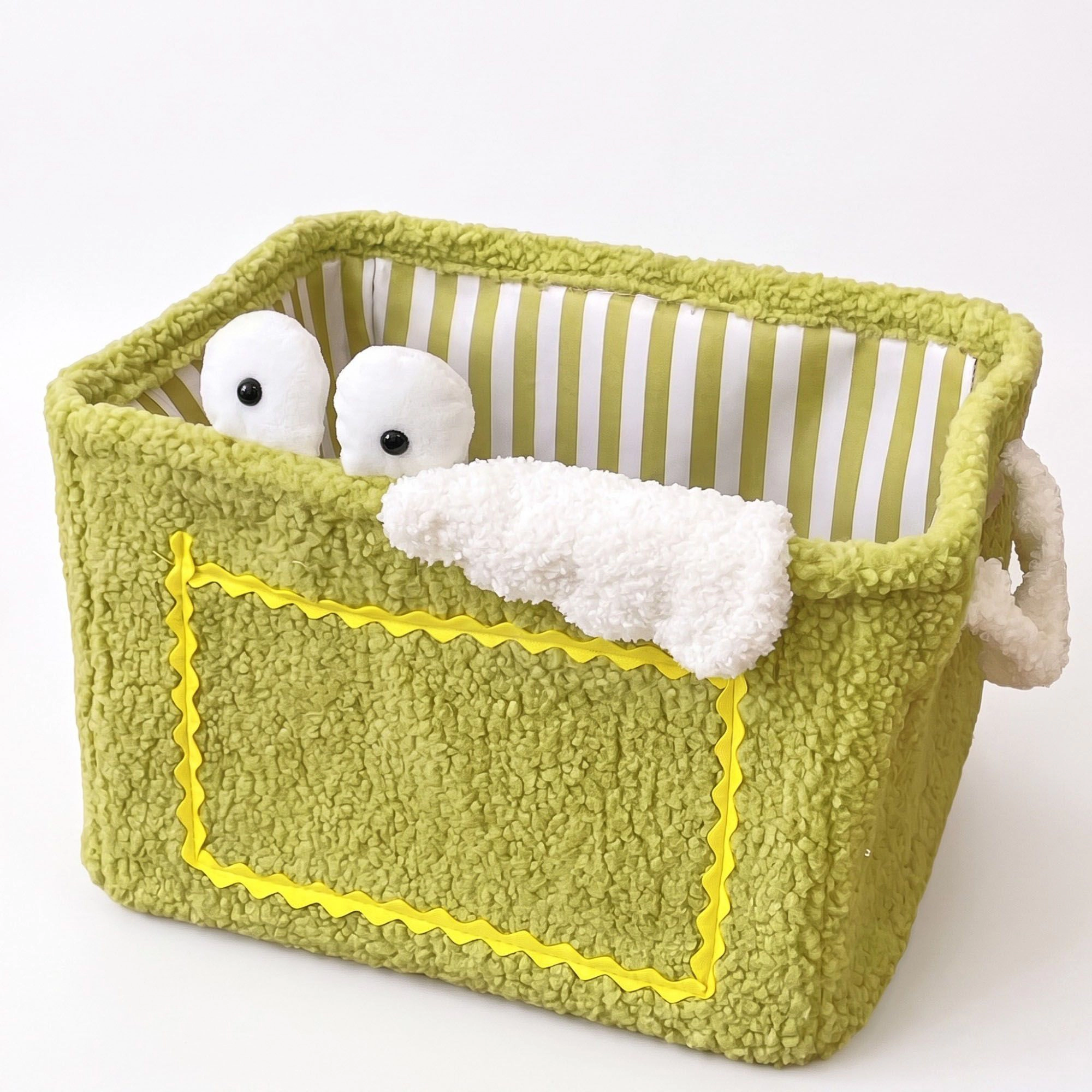 Alilang Plush Storage Basket with Handles and Front Pocket