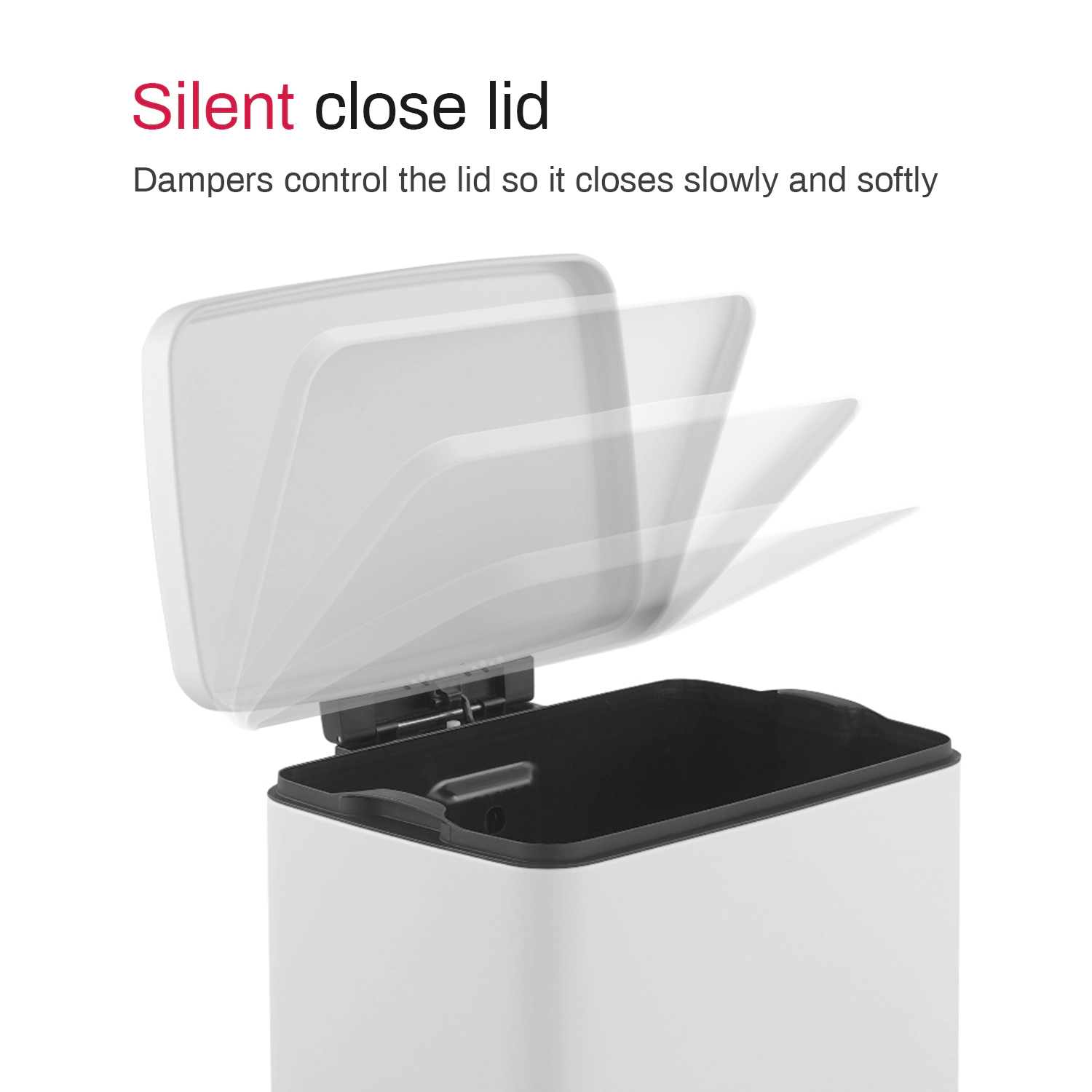 Innovaze 13 Gal./50 Liter Rectangular  Stainless-Steel-Made  Matt White Step-on Trash Can for Kitchen