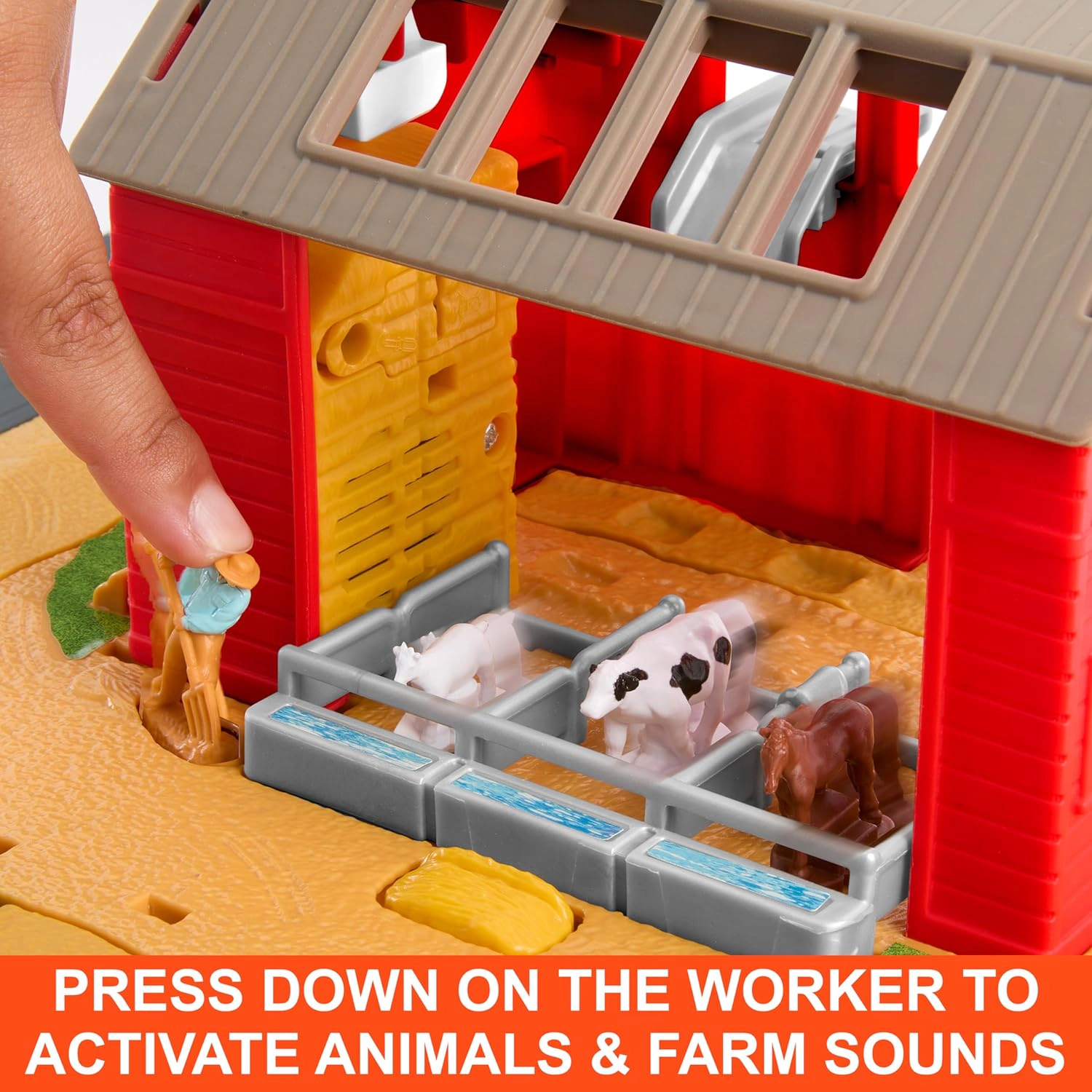 Matchbox Action Drivers Farm Adventure Playset with 1:64 Tractor and Animal Figures